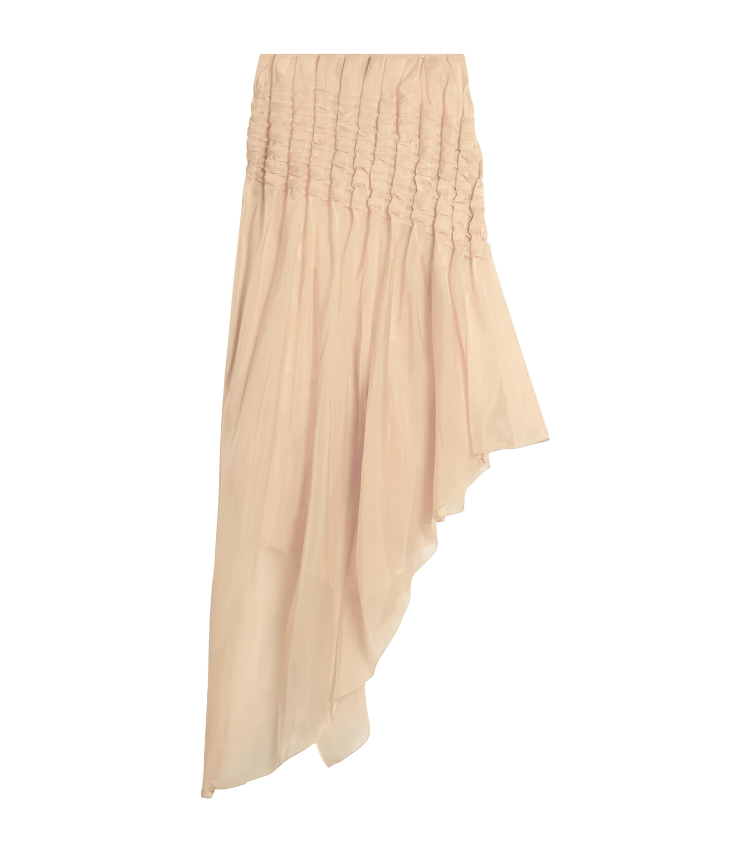 Schiaparelli Womens Satin Trompe-l'Oeil Midi Skirt Nude Image 5