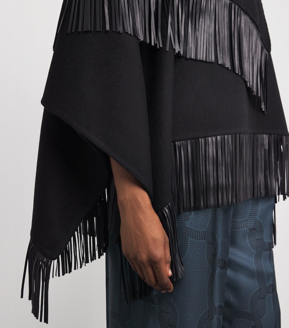 Wool-Alpaca-Cashmere Poncho K09 BLACK Image 6