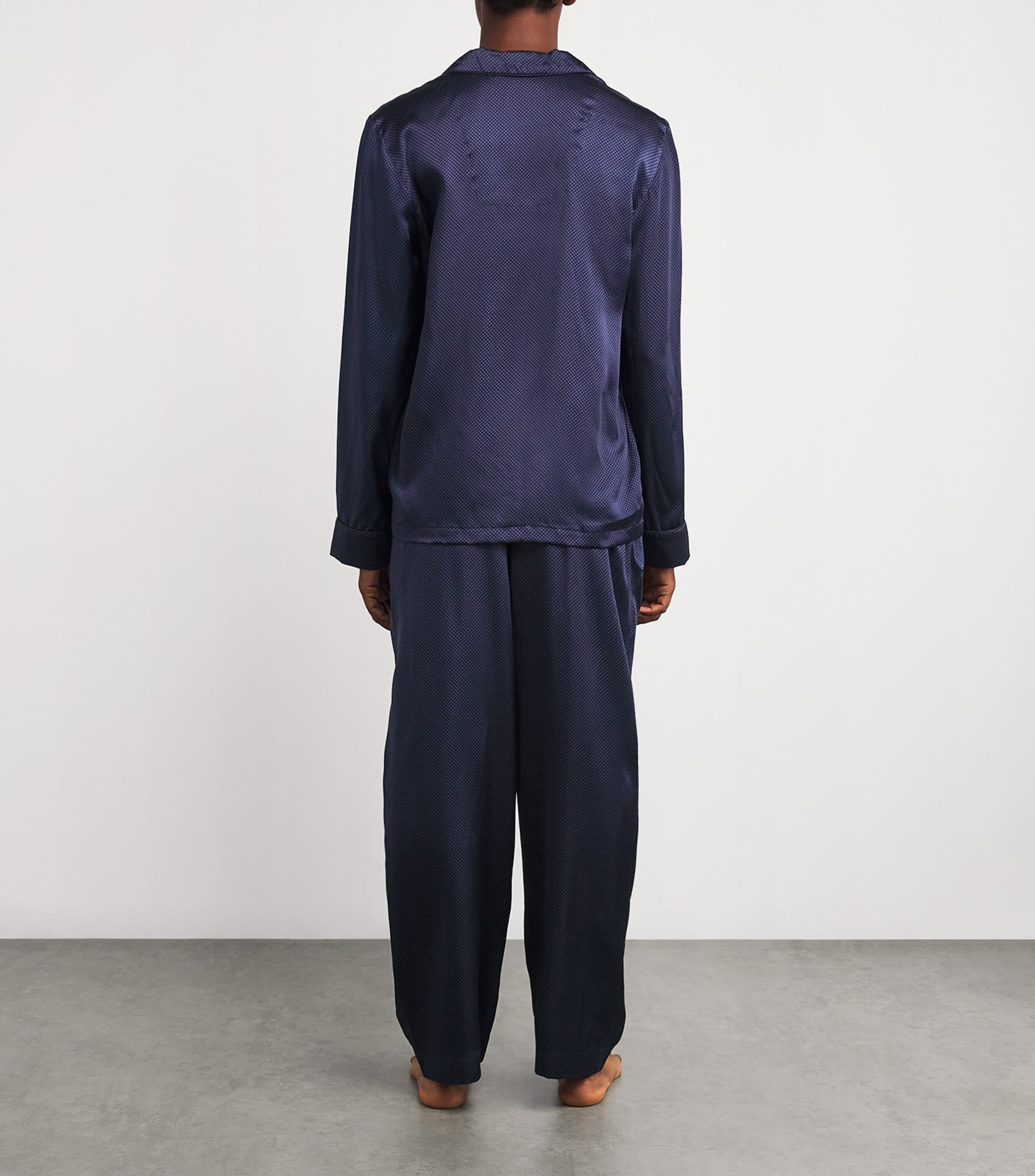 Silk Micro-Dot Pyjama Set NAVY Image 3