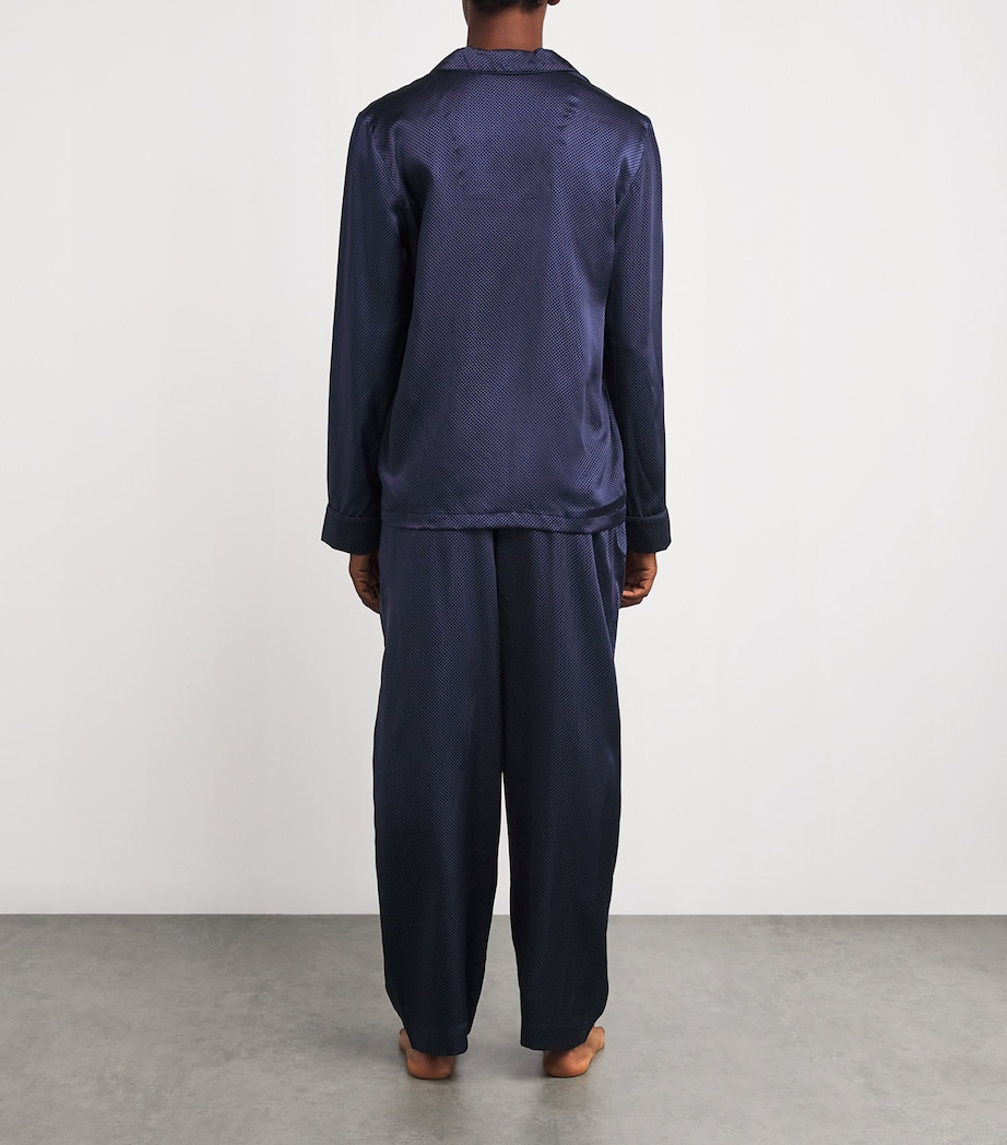 Silk Micro-Dot Pyjama Set NAVY Image 3
