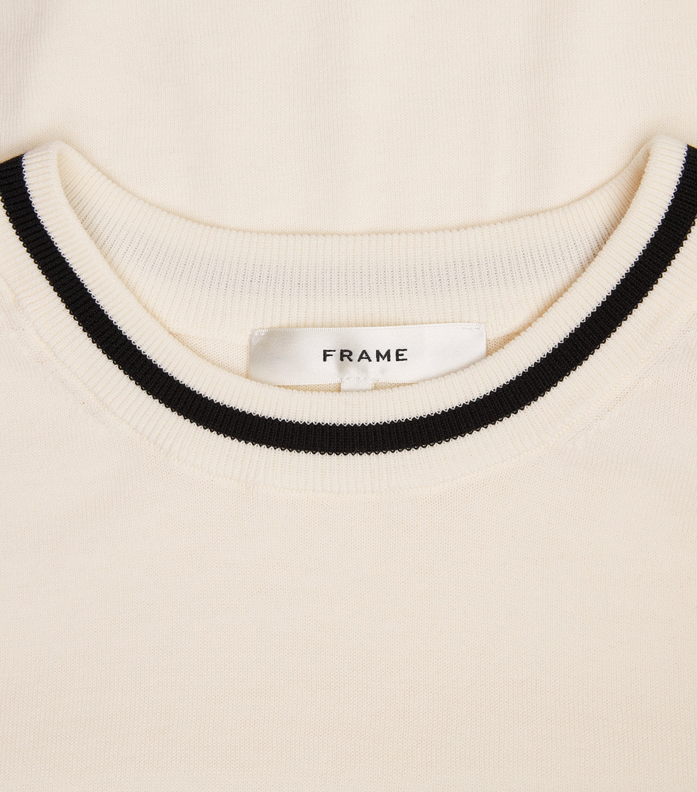 FRAME Womens Cotton-Blend Short-Sleeve Sweater Cream Image 6