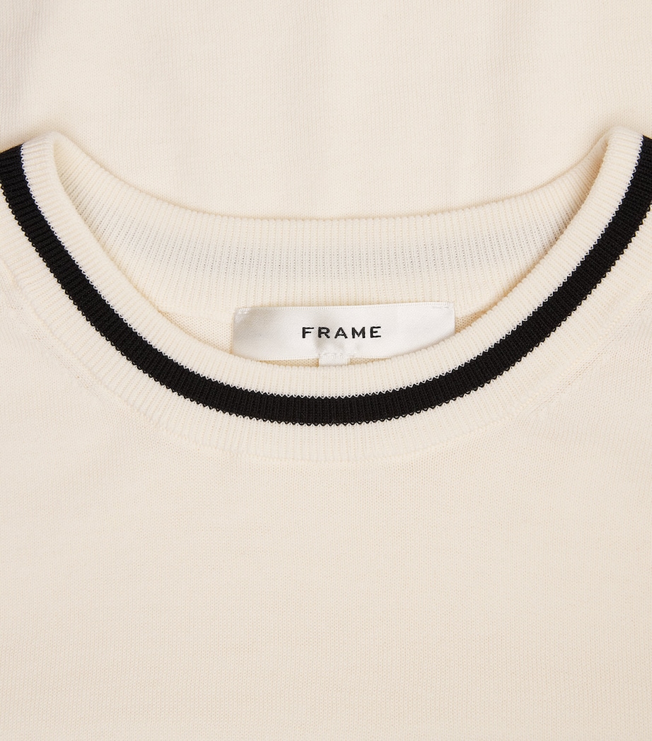 FRAME Womens Cotton-Blend Short-Sleeve Sweater Cream Image 6