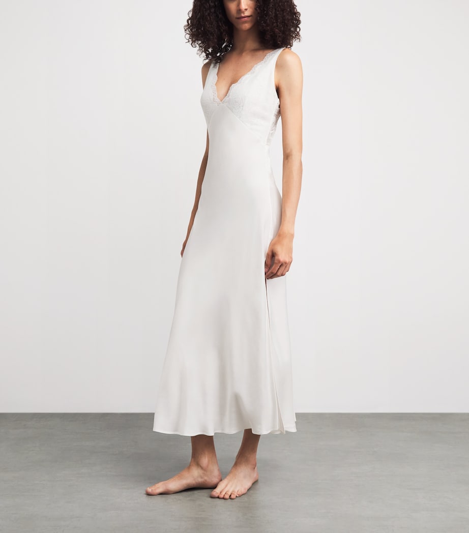Bocan Womens Satin-Lace Mila Nightdress Off White Image 2