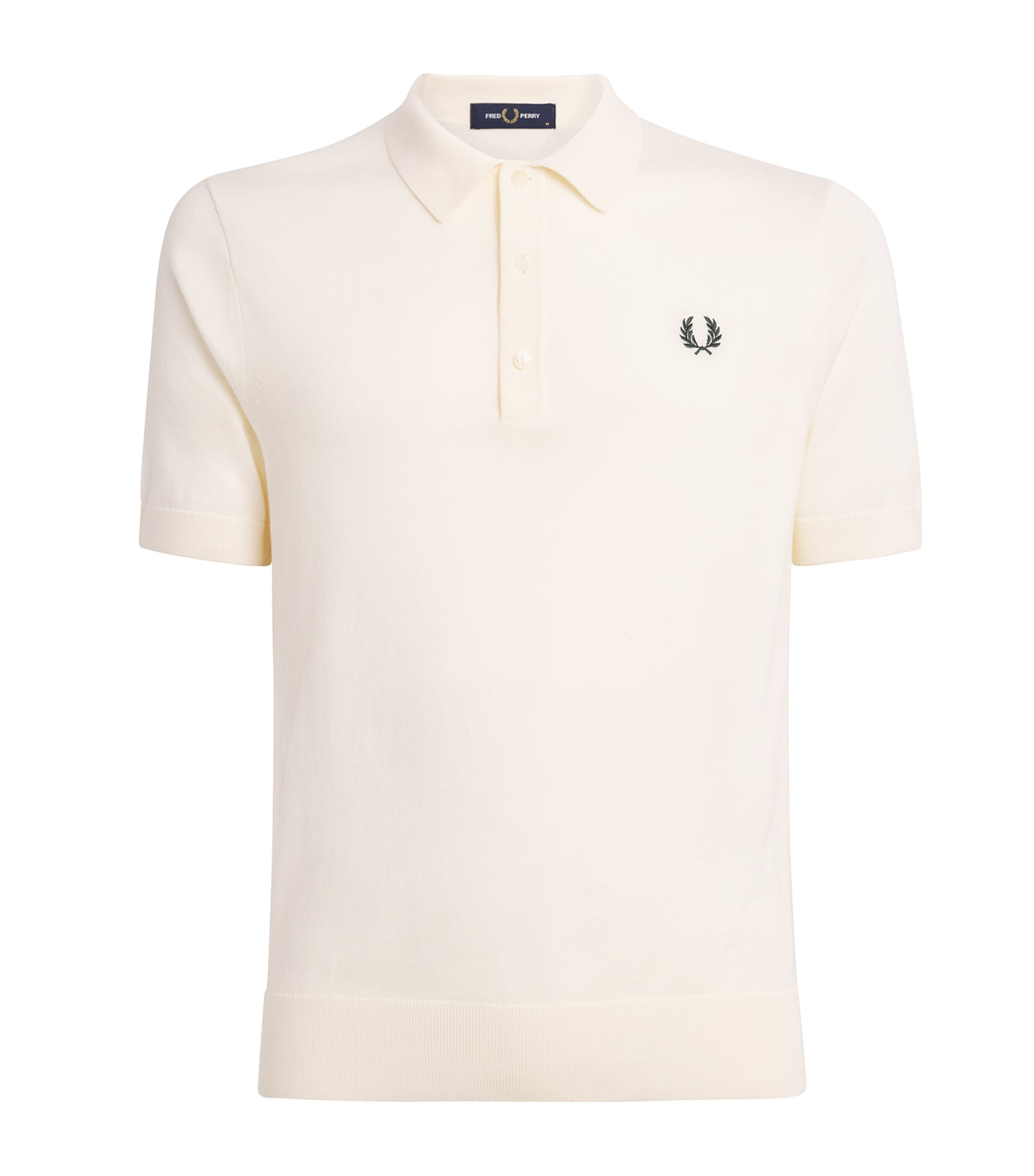 Fred Perry Mens Cotton Logo Polo Shirt Ecru Image 1