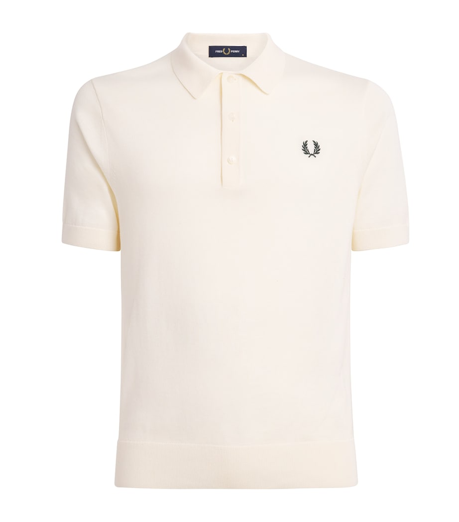 Fred Perry Mens Cotton Logo Polo Shirt Ecru Image 1