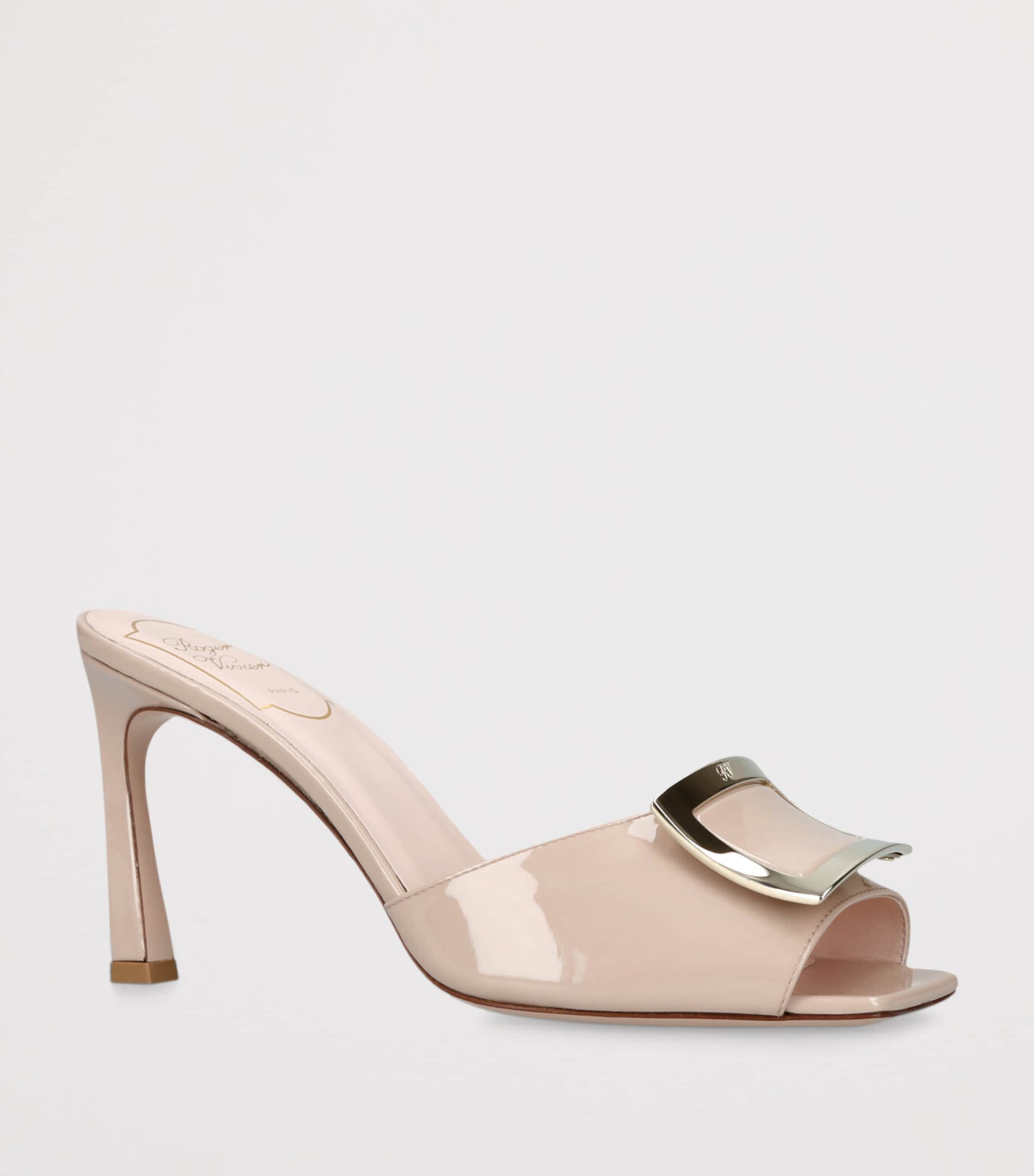 Roger Vivier Patent Leather Trompette Heeled Mules 85 Blush Image 3
