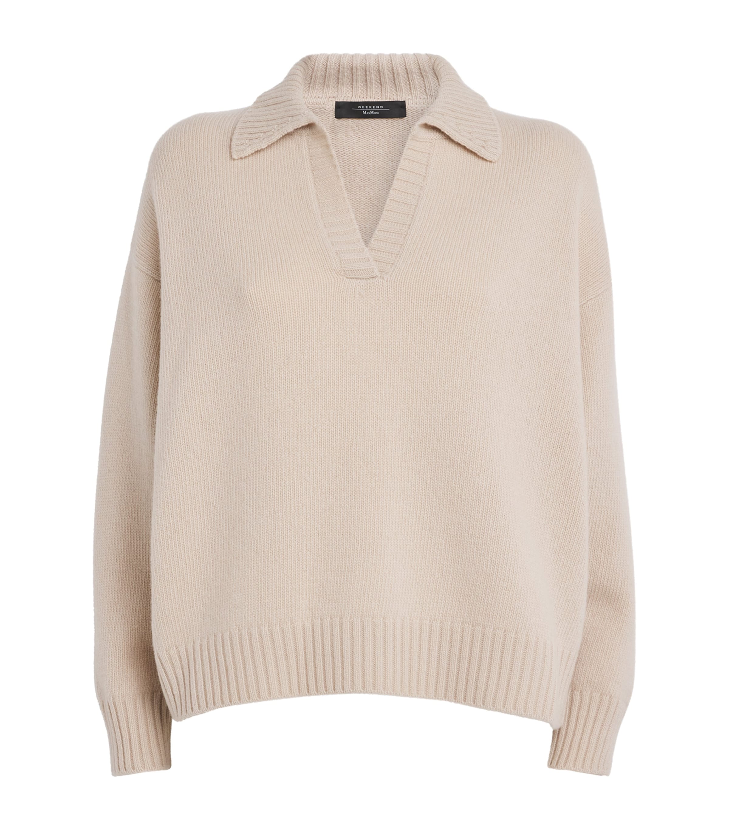 Weekend Max Mara Virgin Wool Open-collar Sweater In Neutral