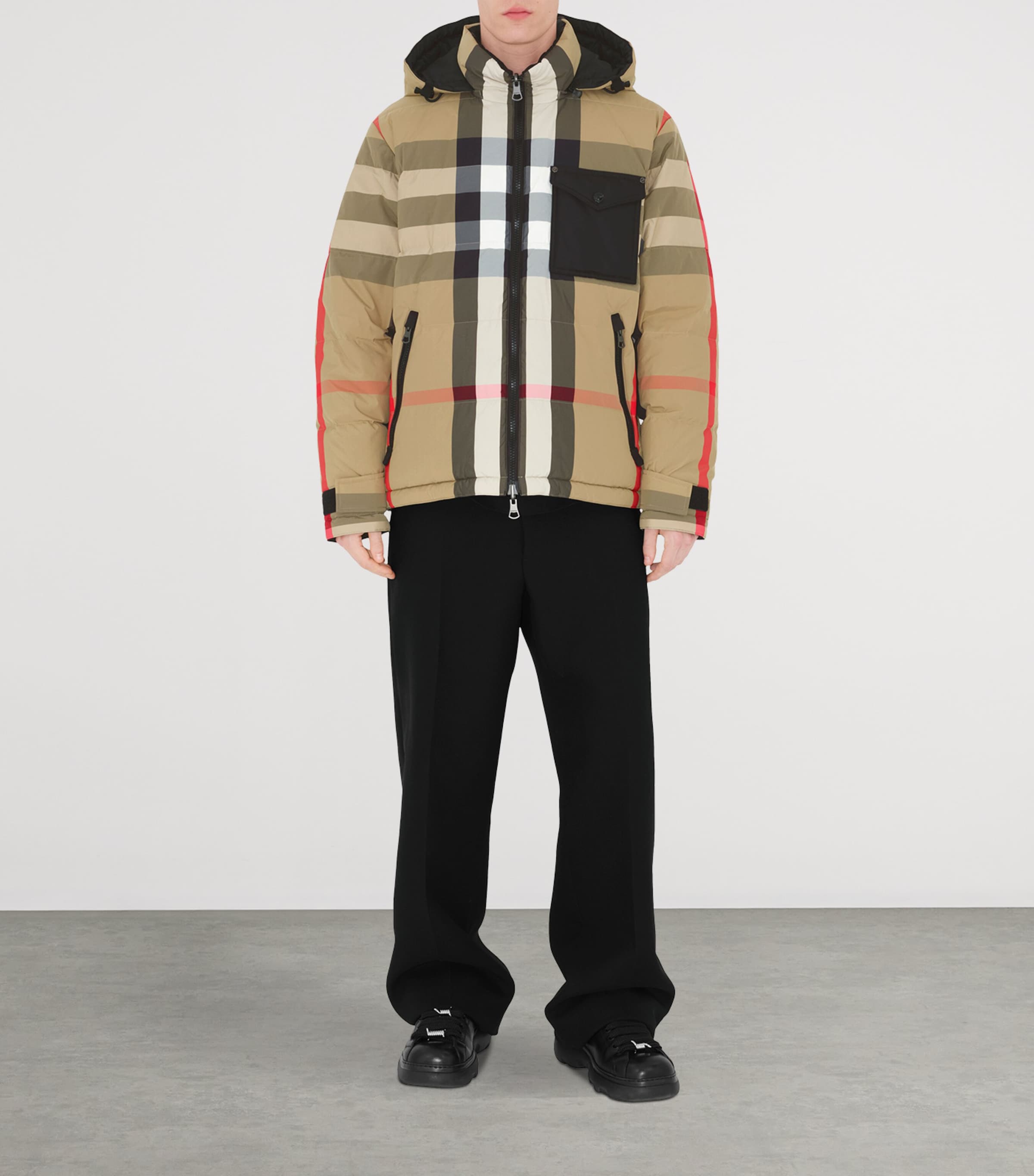 Burberry Mens Reversible Check Puffer Jacket A Beige/black Down Image 2