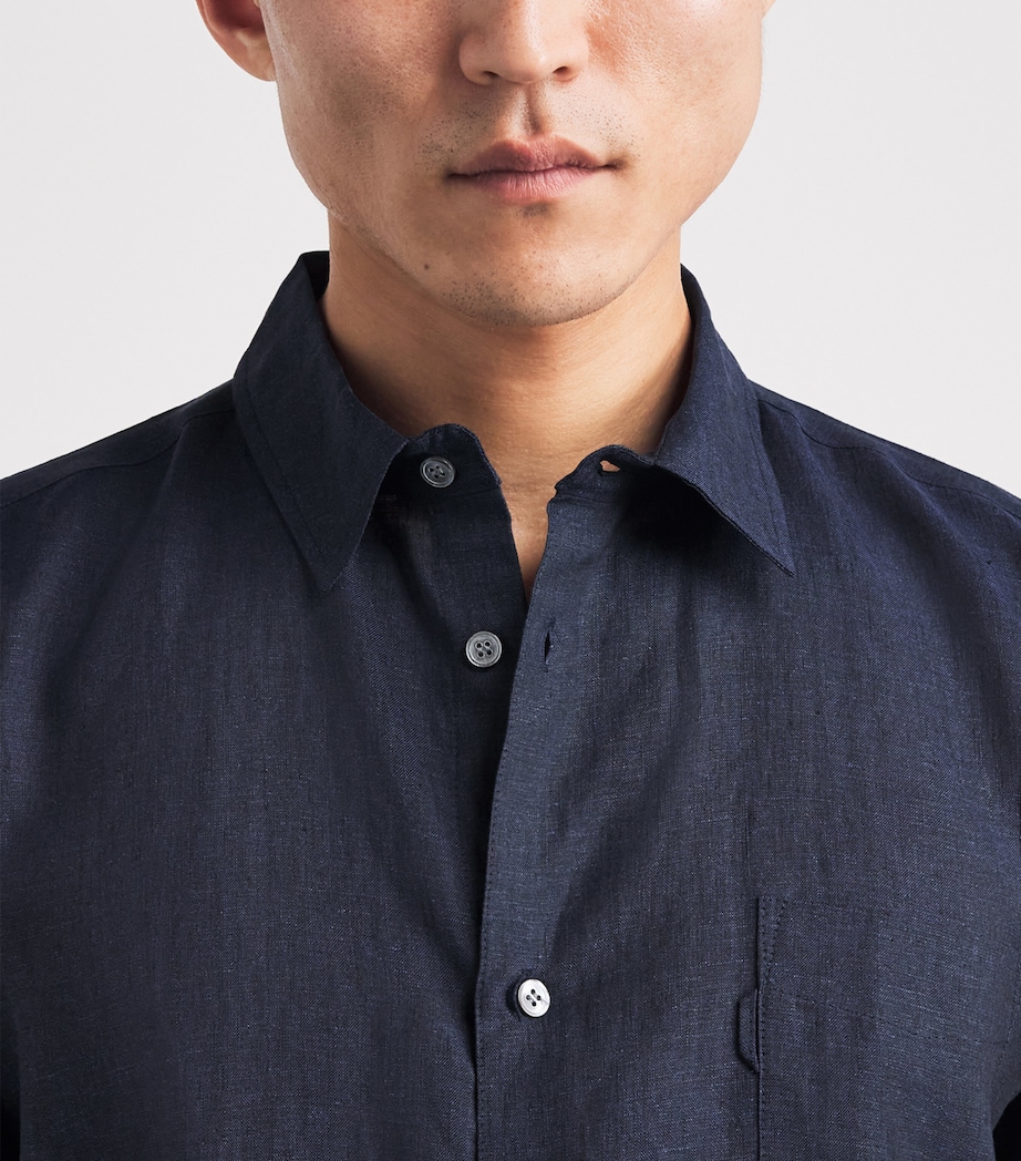 Derek Rose Mens Linen Monaco Shirt Nav Image 3