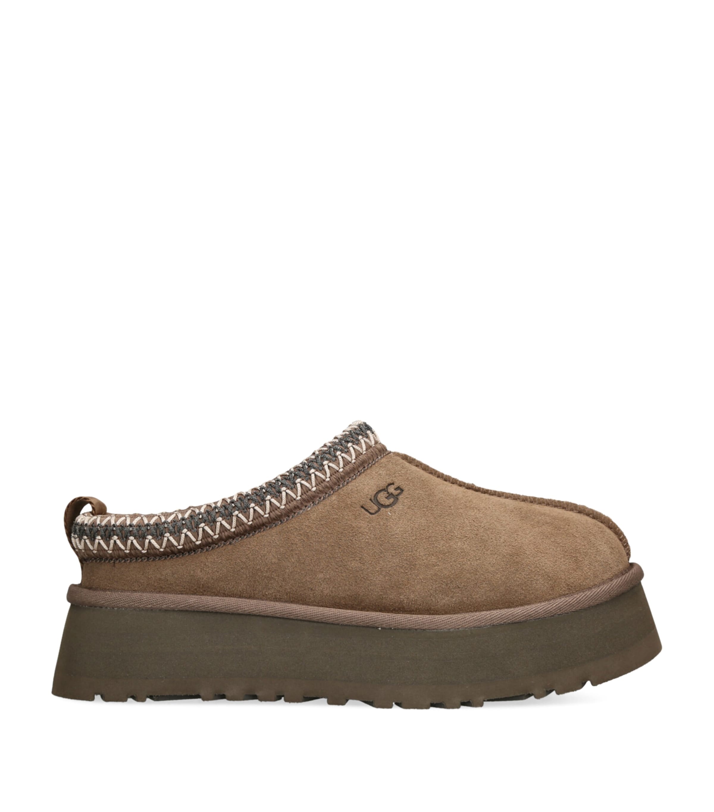 Ugg Tasman Womens Suede Wool Mule Slippers In Brown