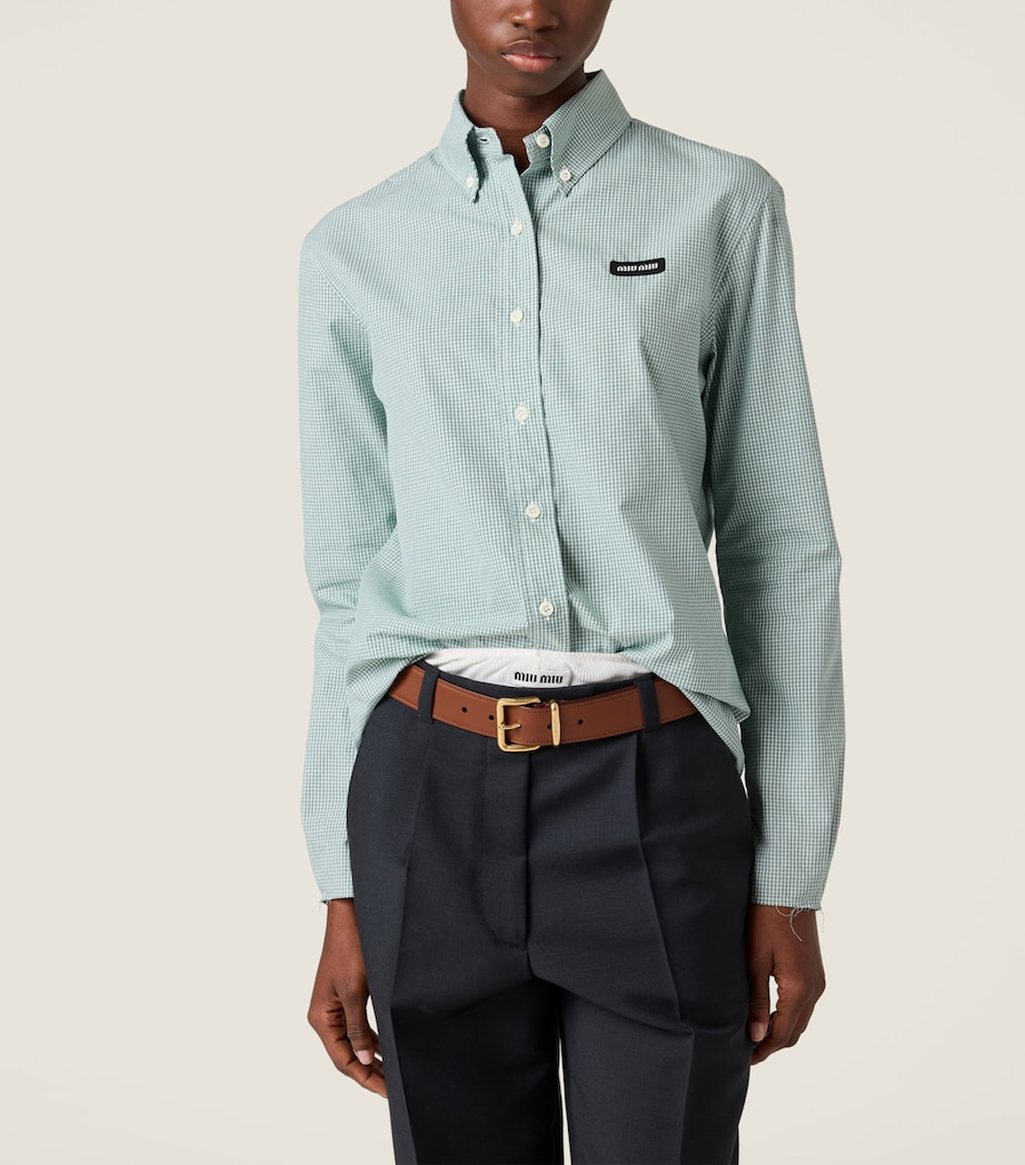 Cotton Poplin Check Shirt F077U Image 4