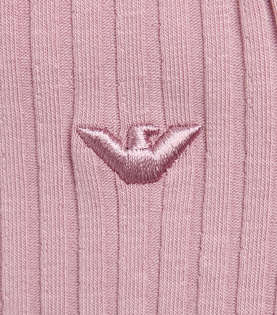 Emporio Armani Kids Stretch-Cotton Rib-Knit Top (6-36 Months) Mauve Shadows Image 3