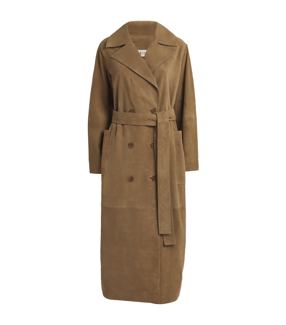 Suede Belted Trench Coat 250_343 LIGHT KHAKI Image 1