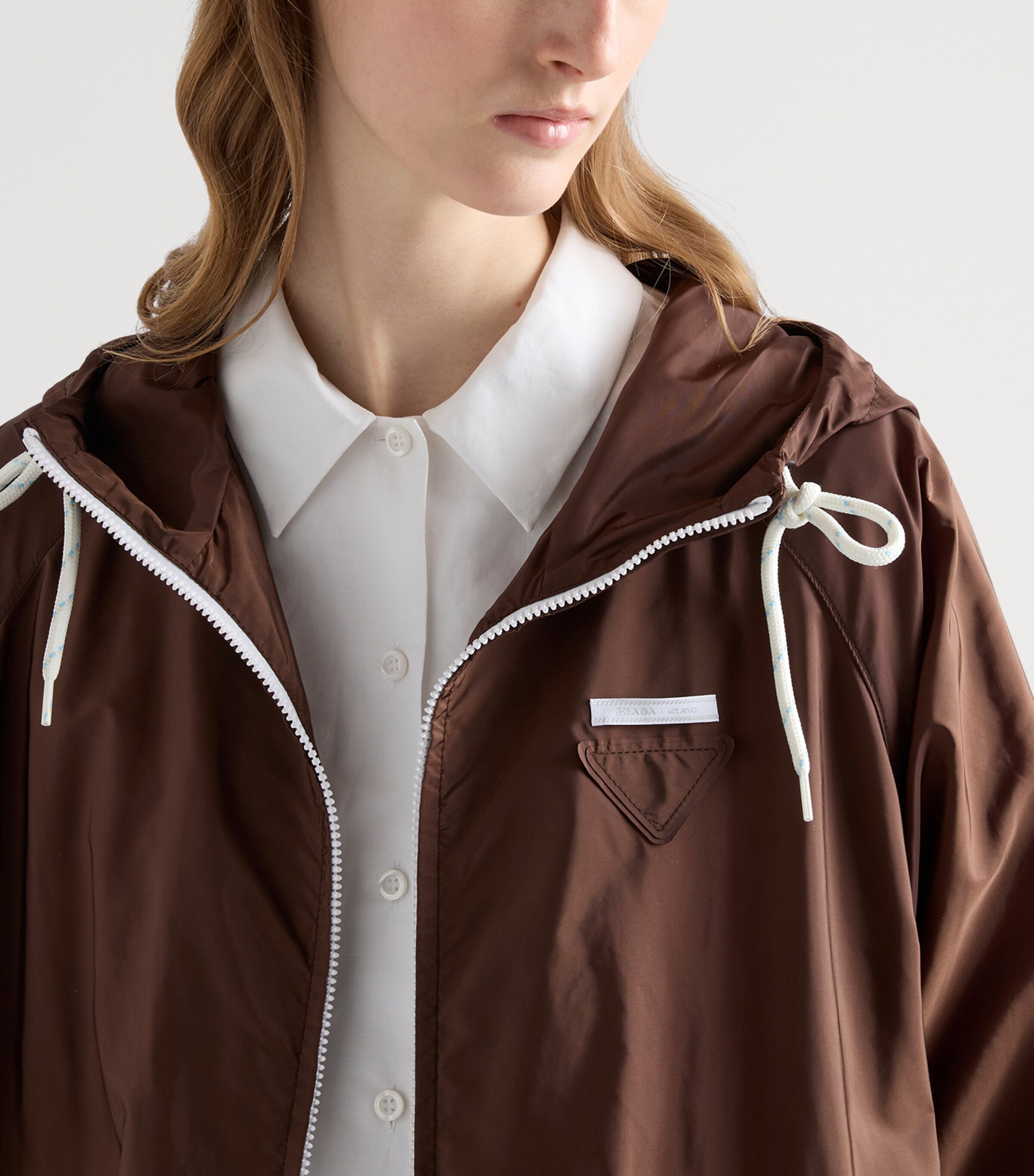 Prada Womens Re-Nylon Belted Raincoat Brown Image 6