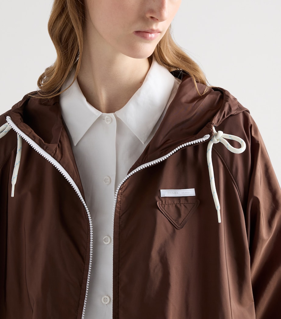 Prada Womens Re-Nylon Belted Raincoat Brown Image 6