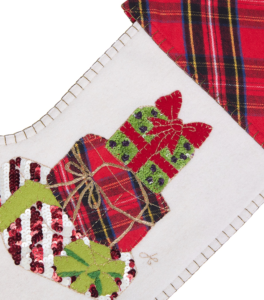 Jan Constantine Tartan Gift-Embroidered Christmas Stocking Cream / Tartan Image 2