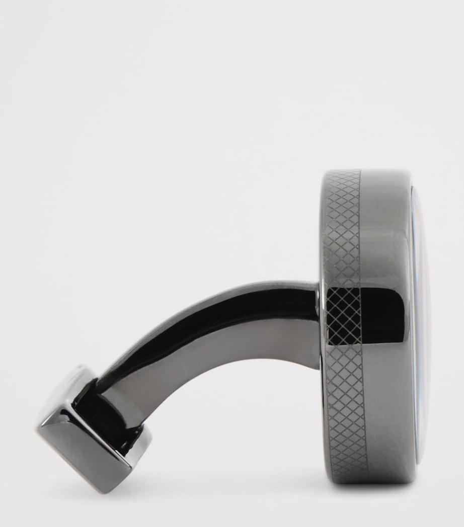 Black Diamond Rotating Cufflinks SILVER Image 4