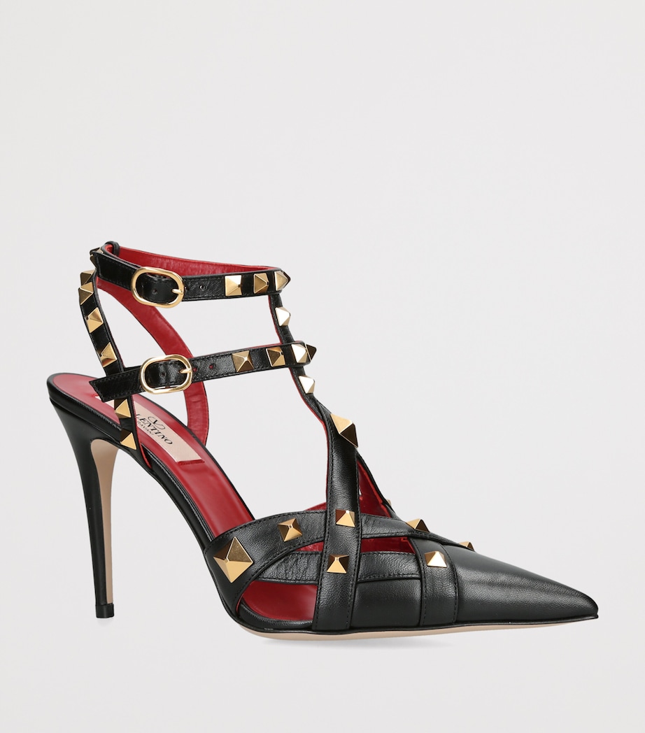 Valentino Garavani Leather Studdy Heeled Sandals 100 Blk/other Image 3