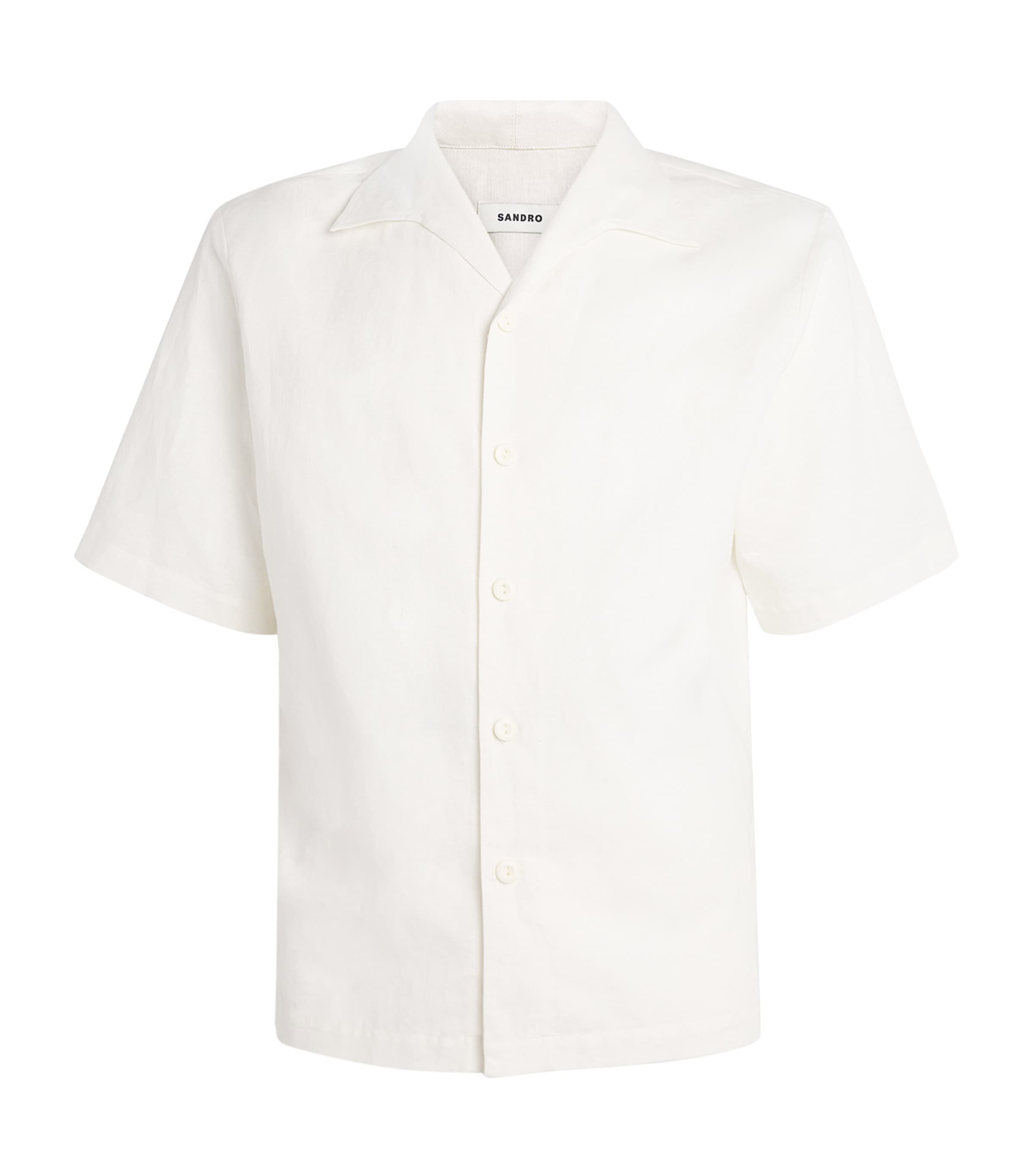 Sandro Cotton-linen Short-sleeve Shirt In Beige