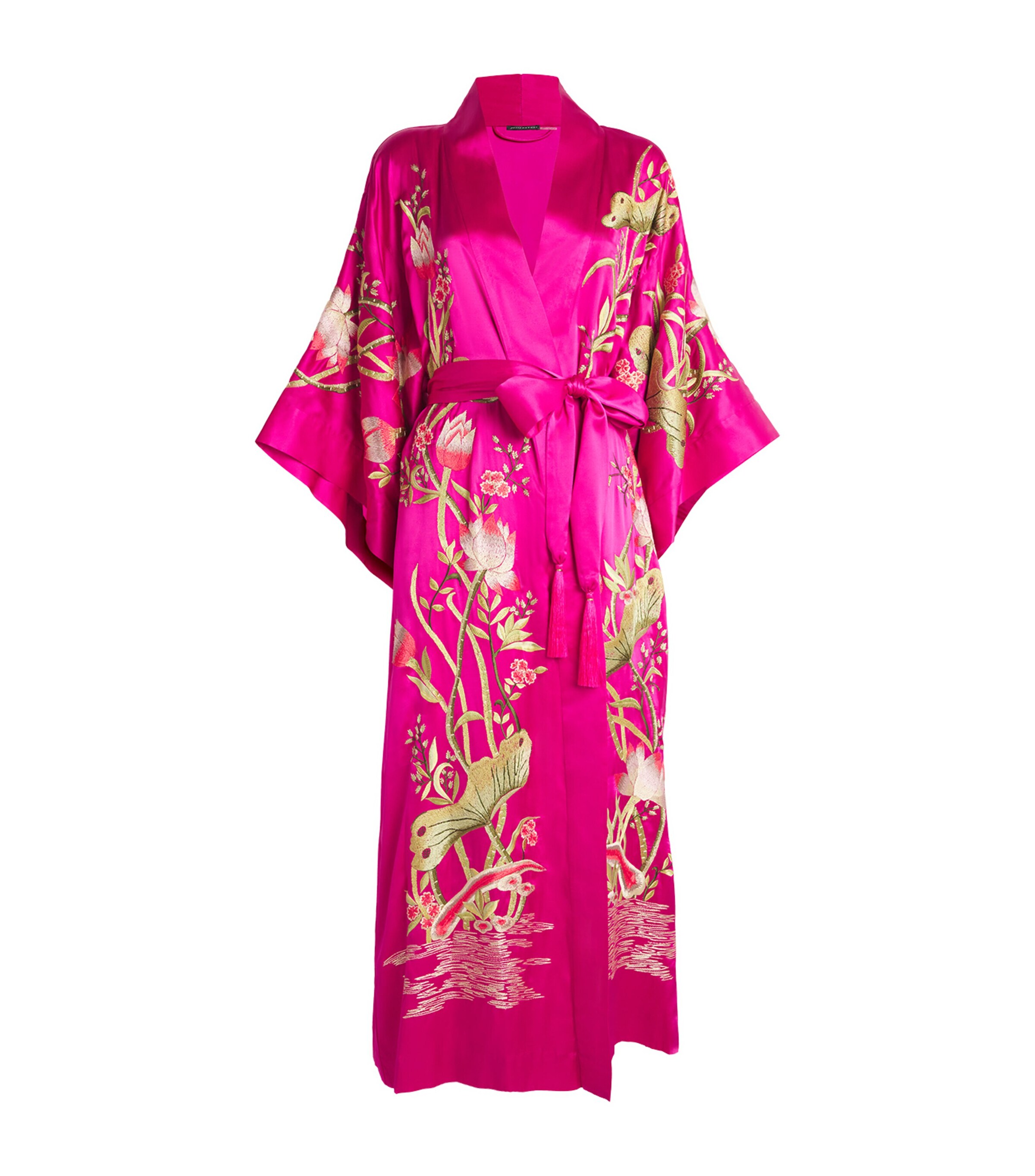 Natori Pink Silk Embroidered Lotus Robe | Harrods UK