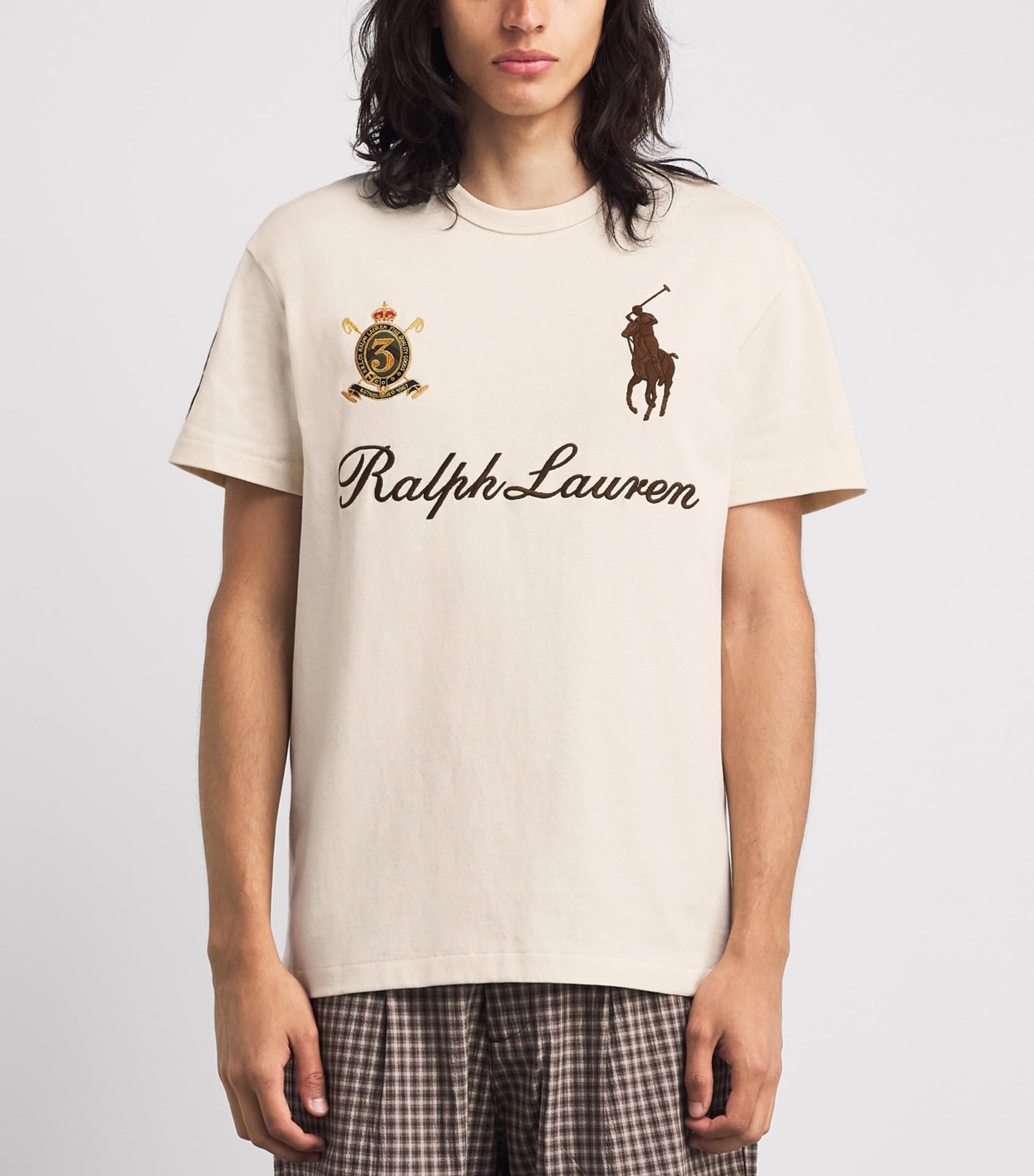 Polo Ralph Lauren Beige Cotton Crest T-Shirt | Harrods AR