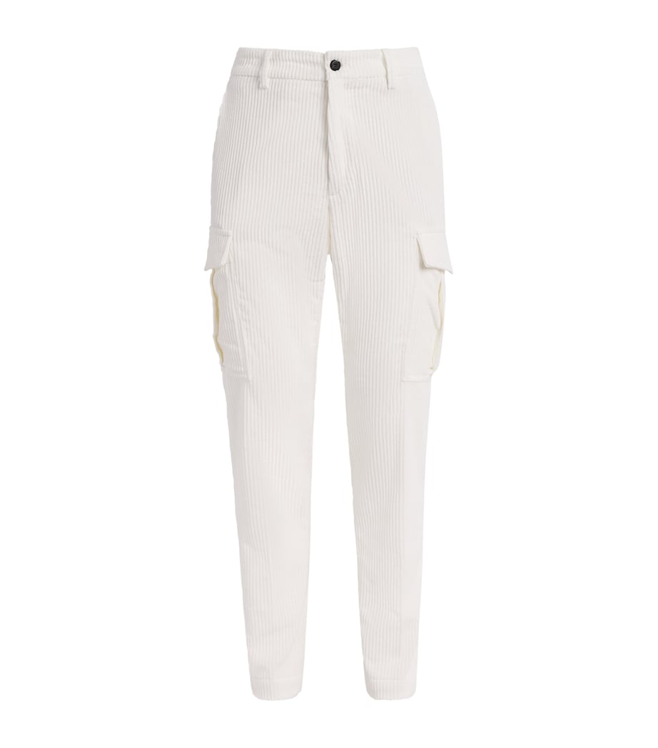 Cotton Corduroy Cargo Trousers BIANCO Image 1