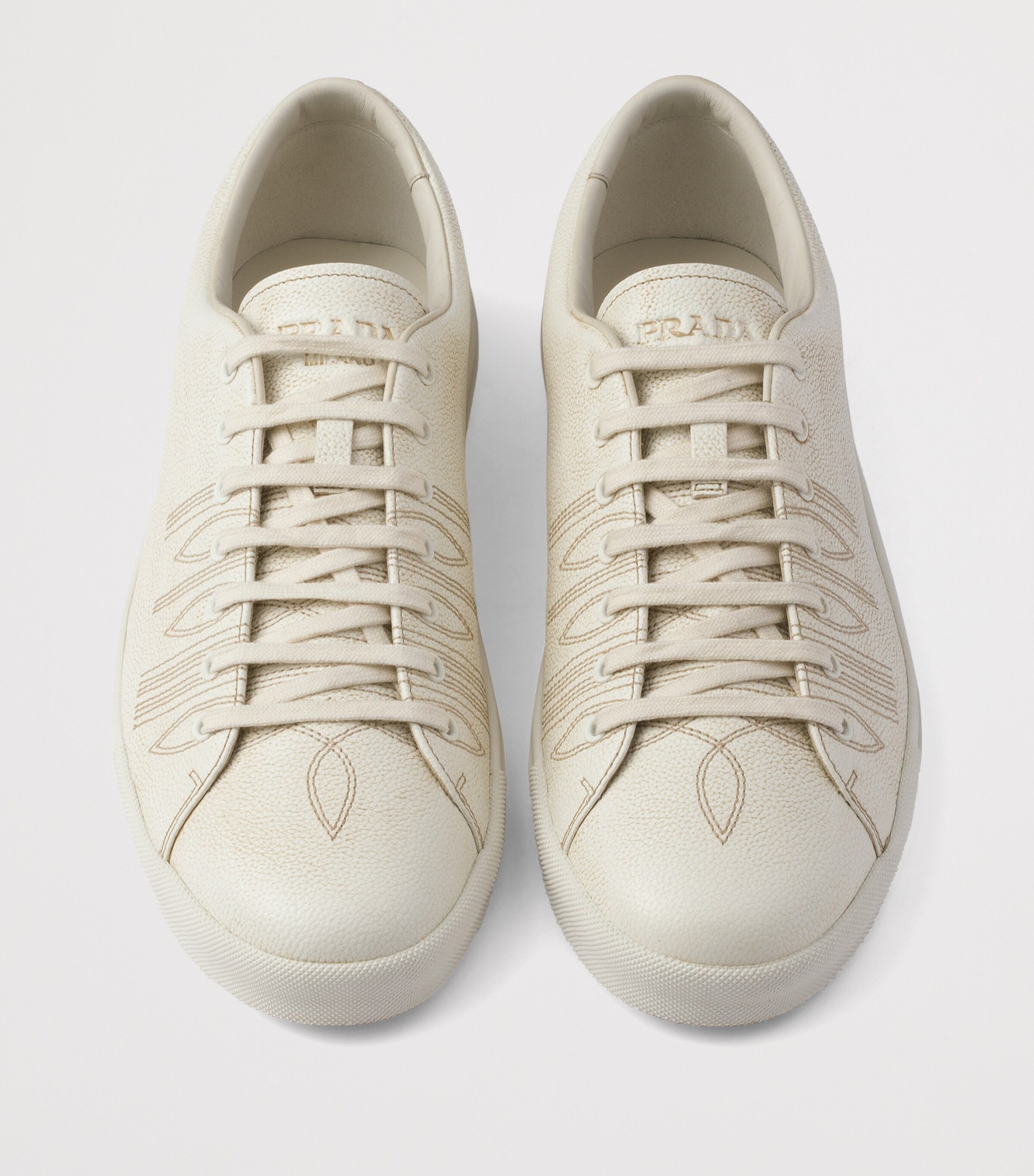 Prada Leather Aged Low-Top Sneakers Image 4