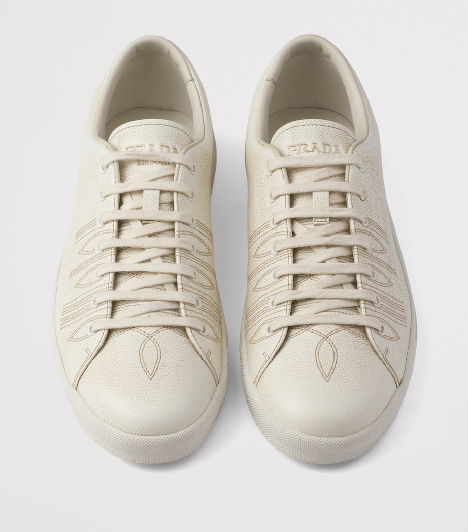 Leather Aged Low-Top Sneakers F0K74 Image 4