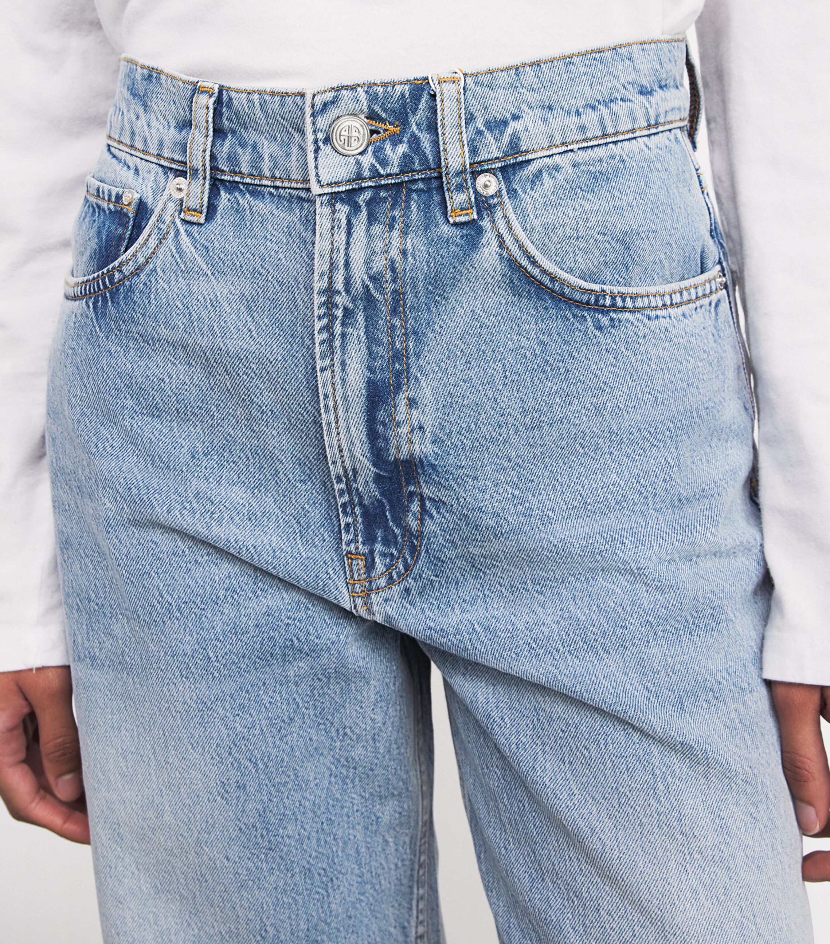 ANINE BING Curved Brie Wide-Leg Jeans | Harrods UK