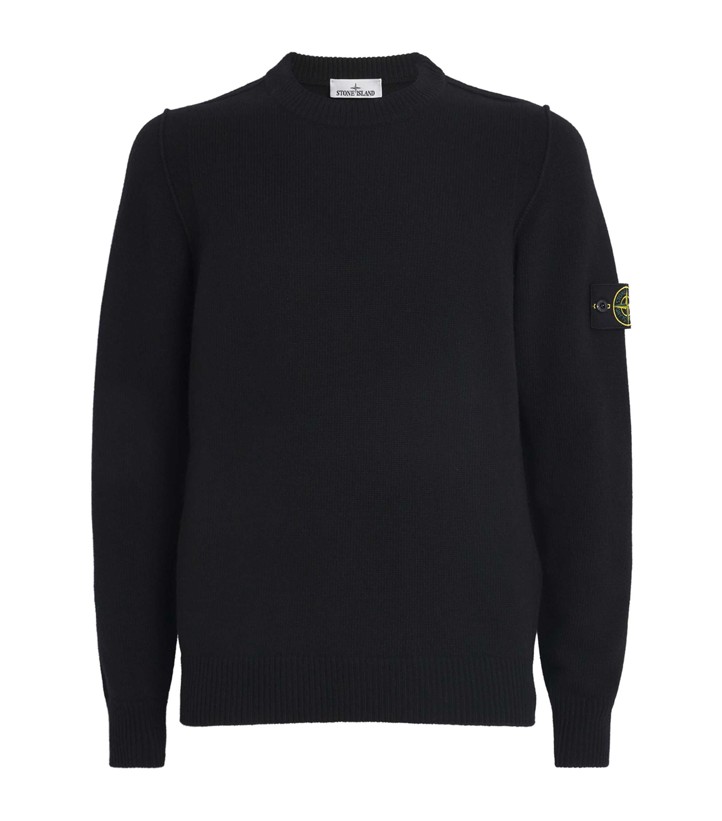 Stone Island Lightweight Wool Crew Neck Sweater With Raglan Sleeves Clothing In Black