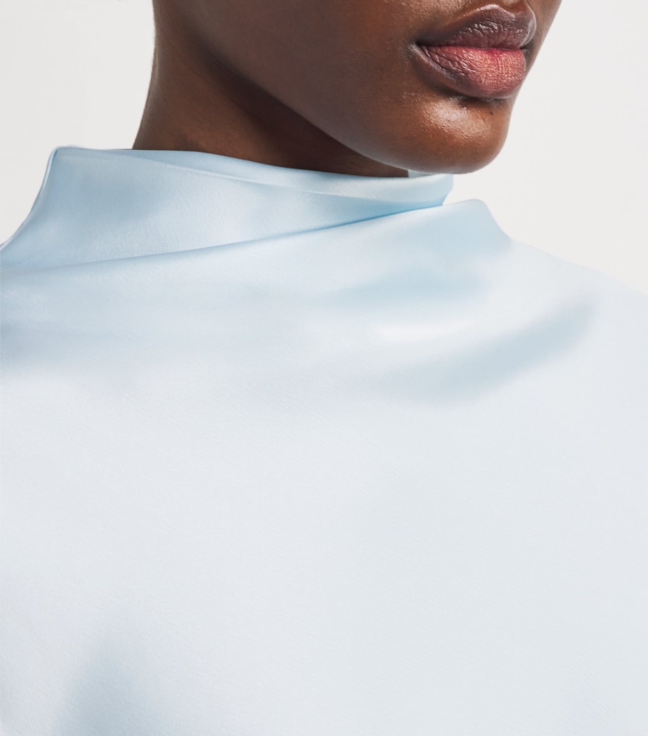 Satin Draped Chimera Blouse L60 MISTY BLUE Image 6