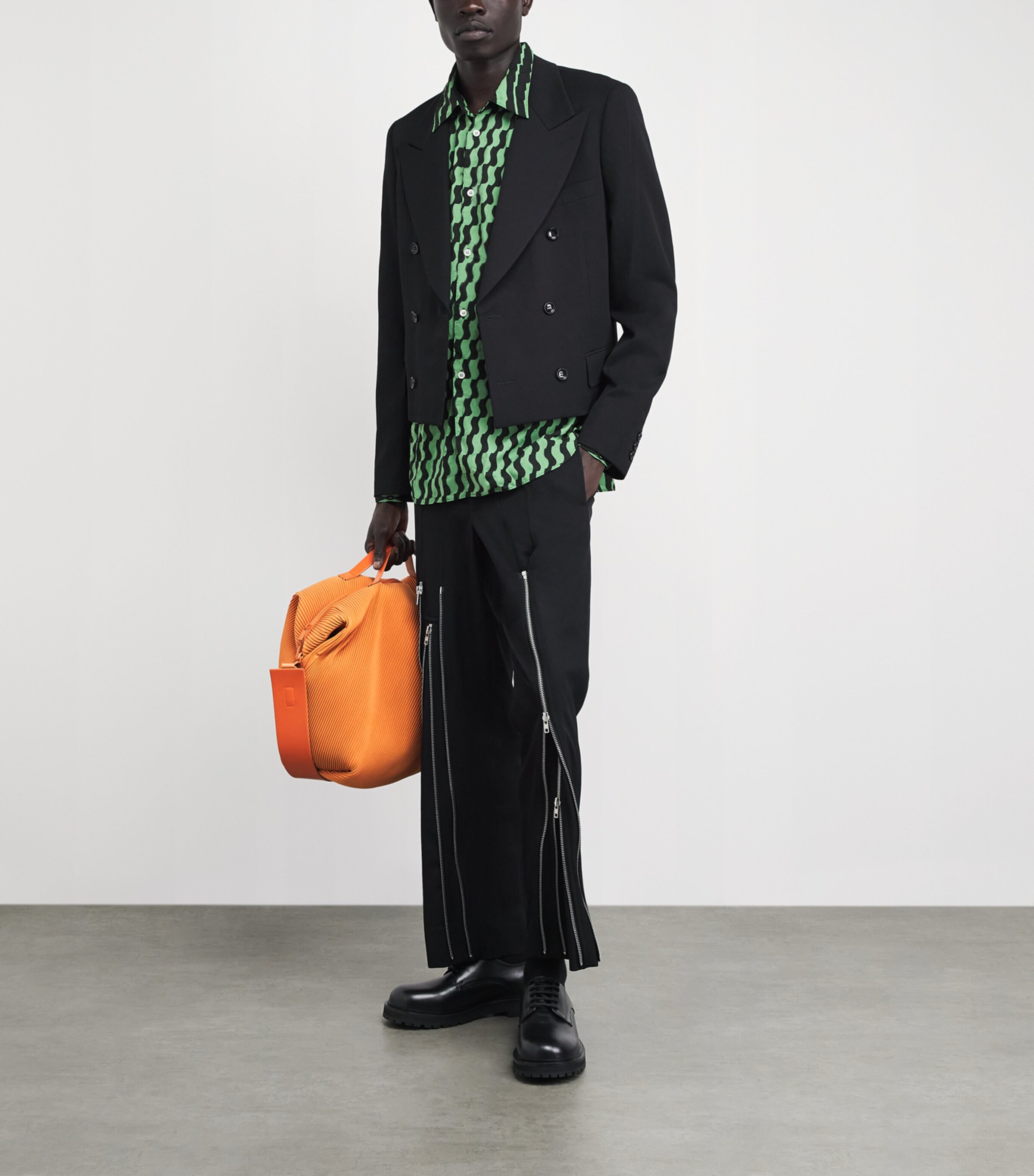 Comme Des Garçons Homme Plus Mens Printed Relaxed Shirt Green/black Image 2