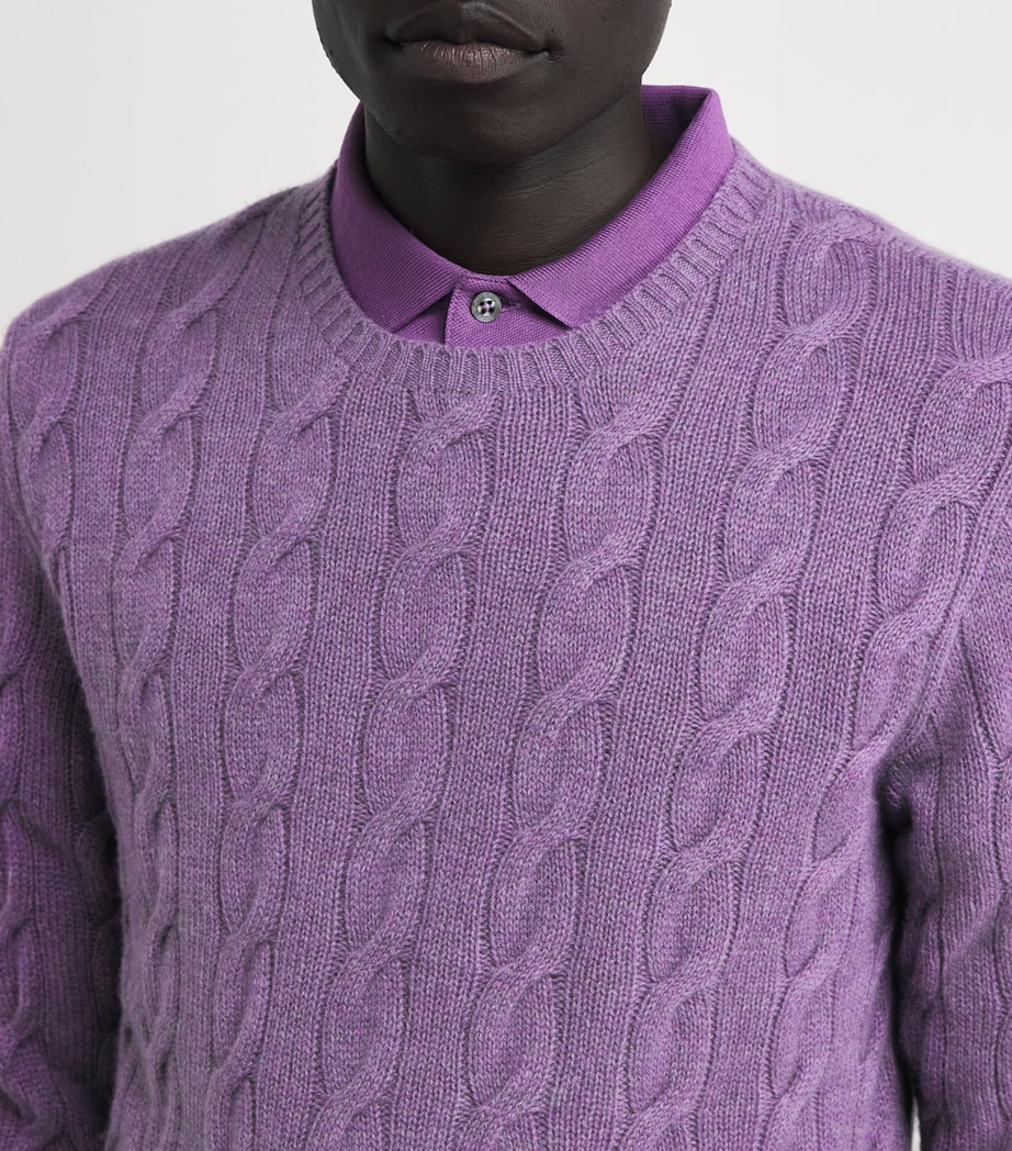 Cashmere Cable-Knit Sweater FIG PURPLE MELANGE Image 6
