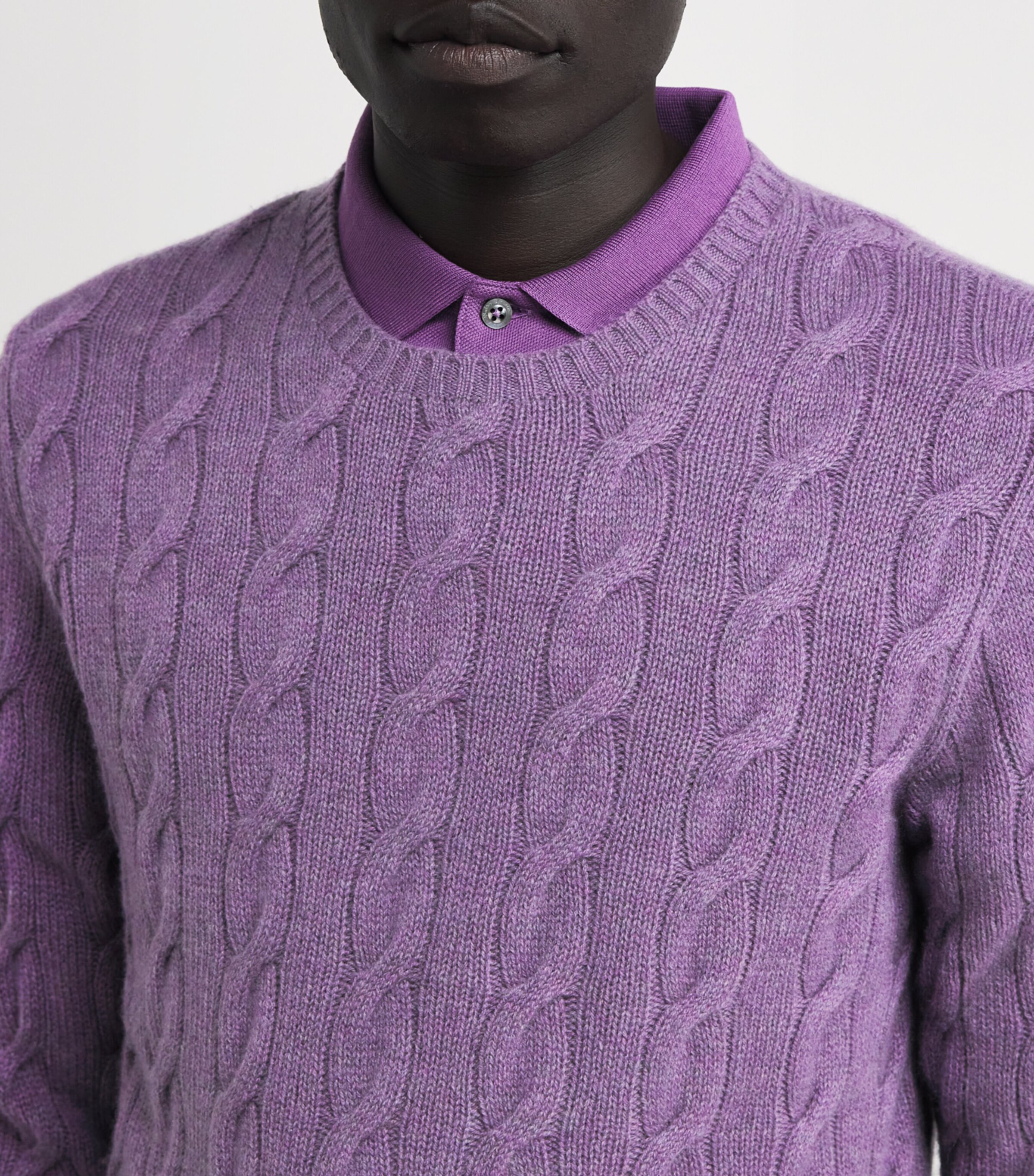 Ralph Lauren Purple Label Purple Cashmere Cable-Knit Sweater 