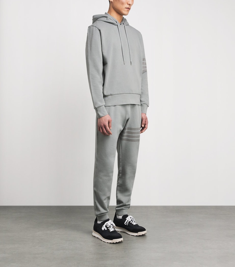 Thom Browne Mens Cotton 4-Bar Hoodie Lt Grey Image 2