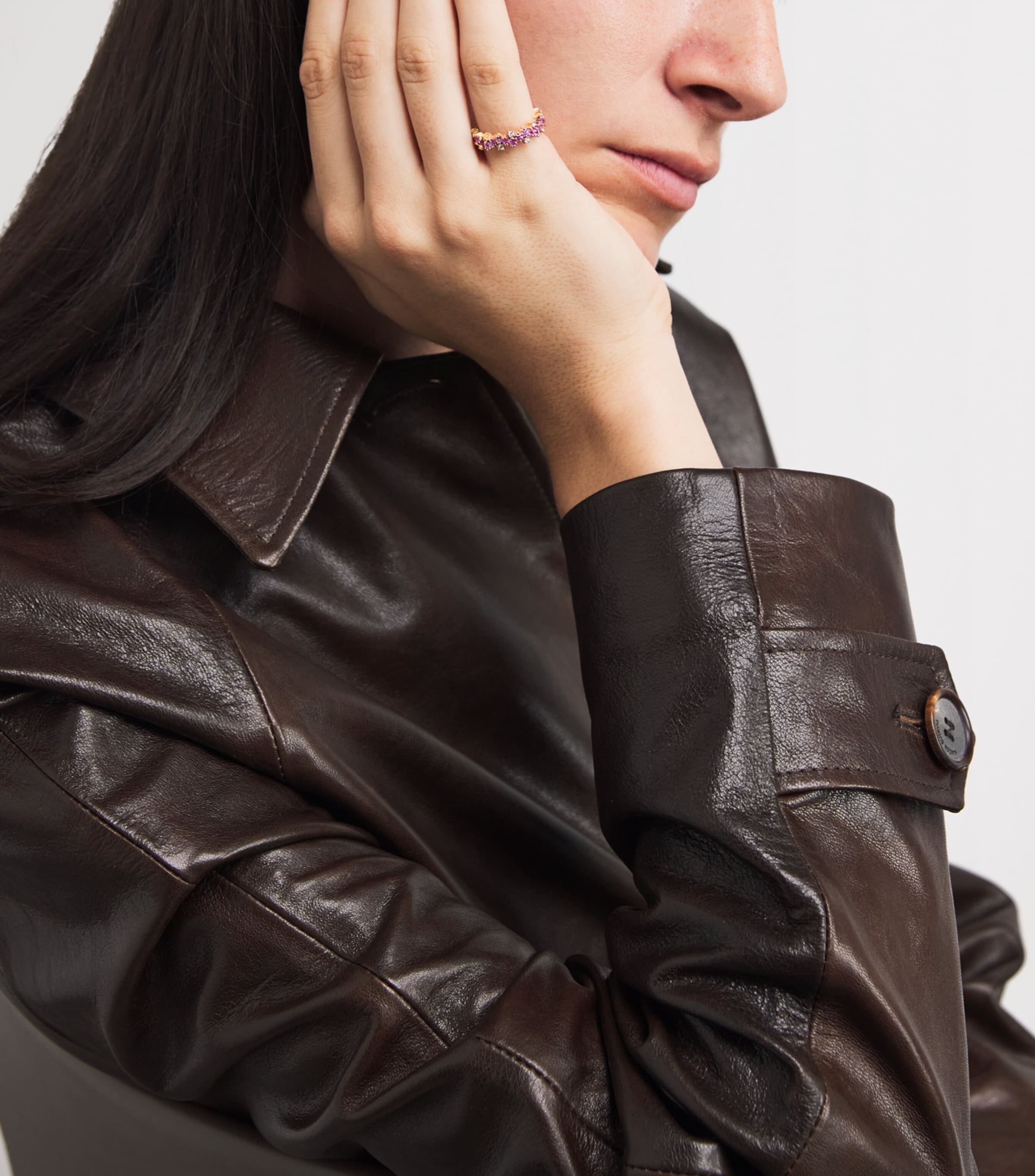 Rose Gold, Diamond and Sapphire Princess Eternity Ring 18K RG/P Image 5