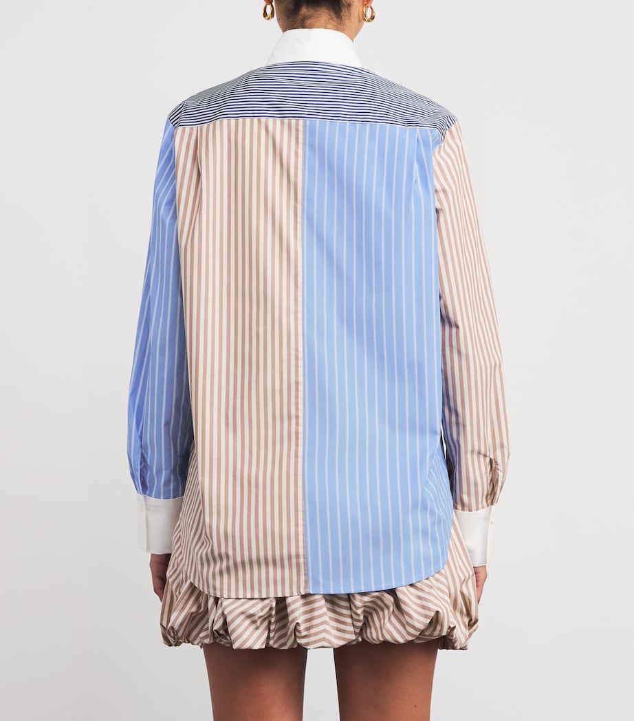 Poplin Stripe Patchwork Shirt SAND / CAMEL Image 4