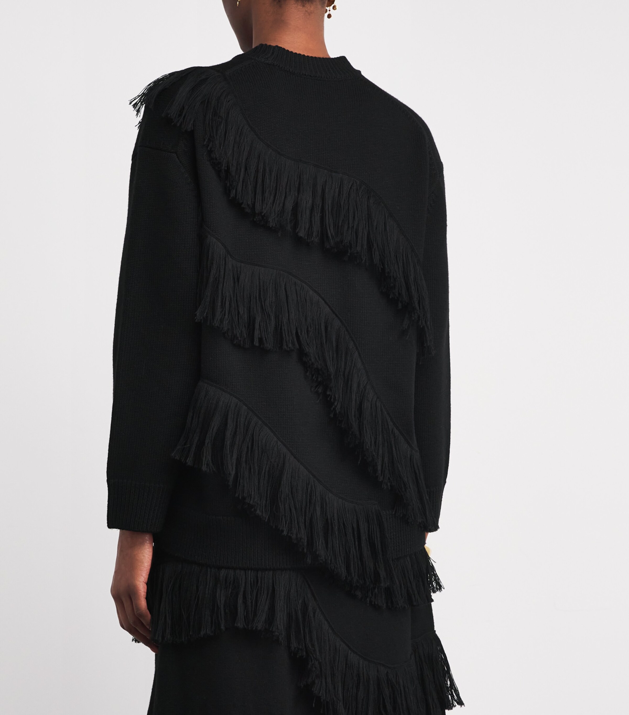 Wool Fringe-Detail Ina Sweater BLACK Image 4