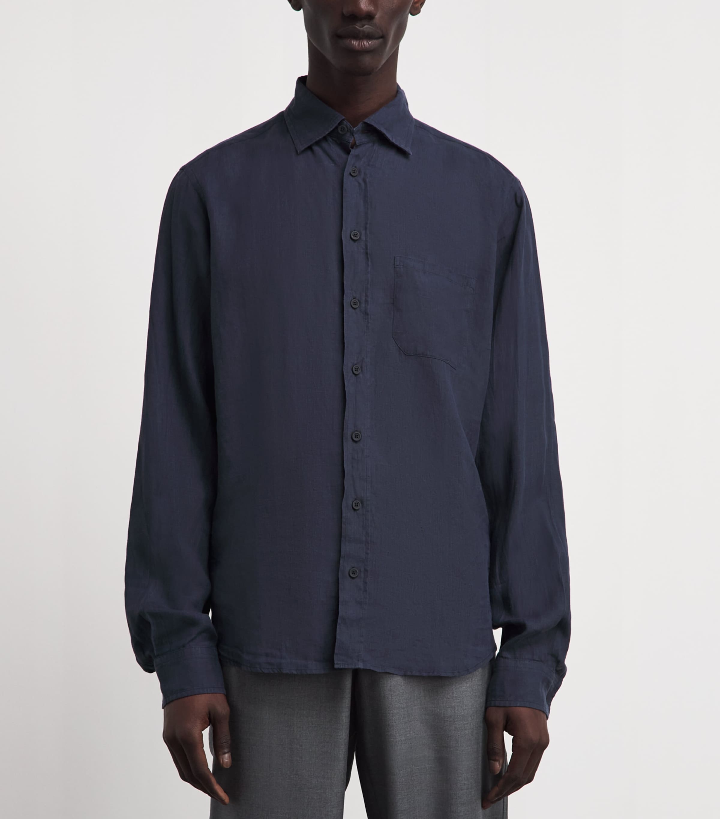 Sease Mens Hemp Long-Sleeve Shirt Navy Blue Image 4