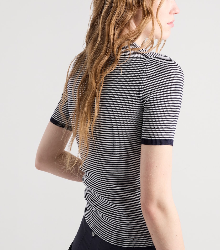 Prada Womens Silk Cropped Logo Sweater Image 5