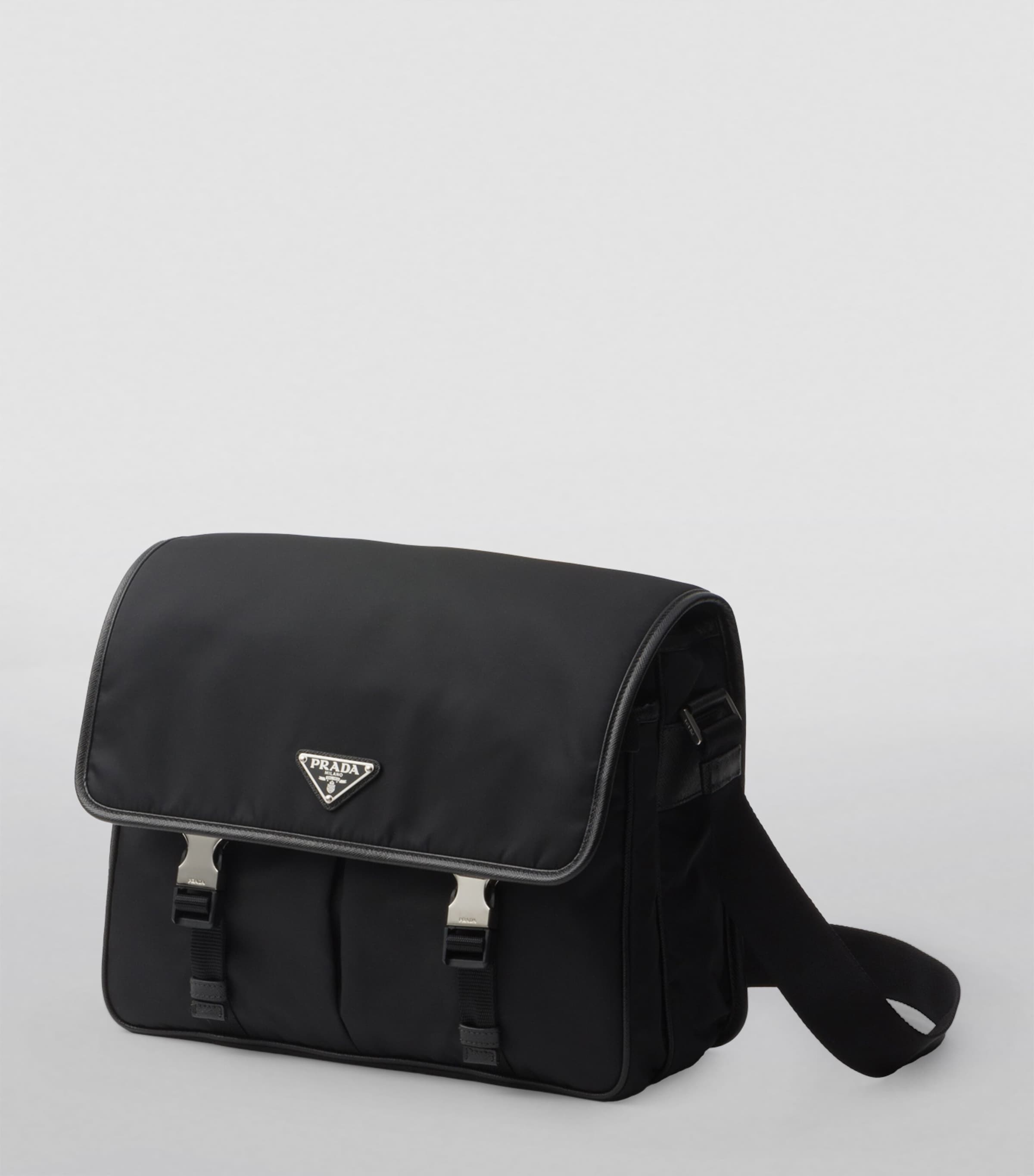 Re-Nylon and Leather Messenger Bag F0002 Image 3