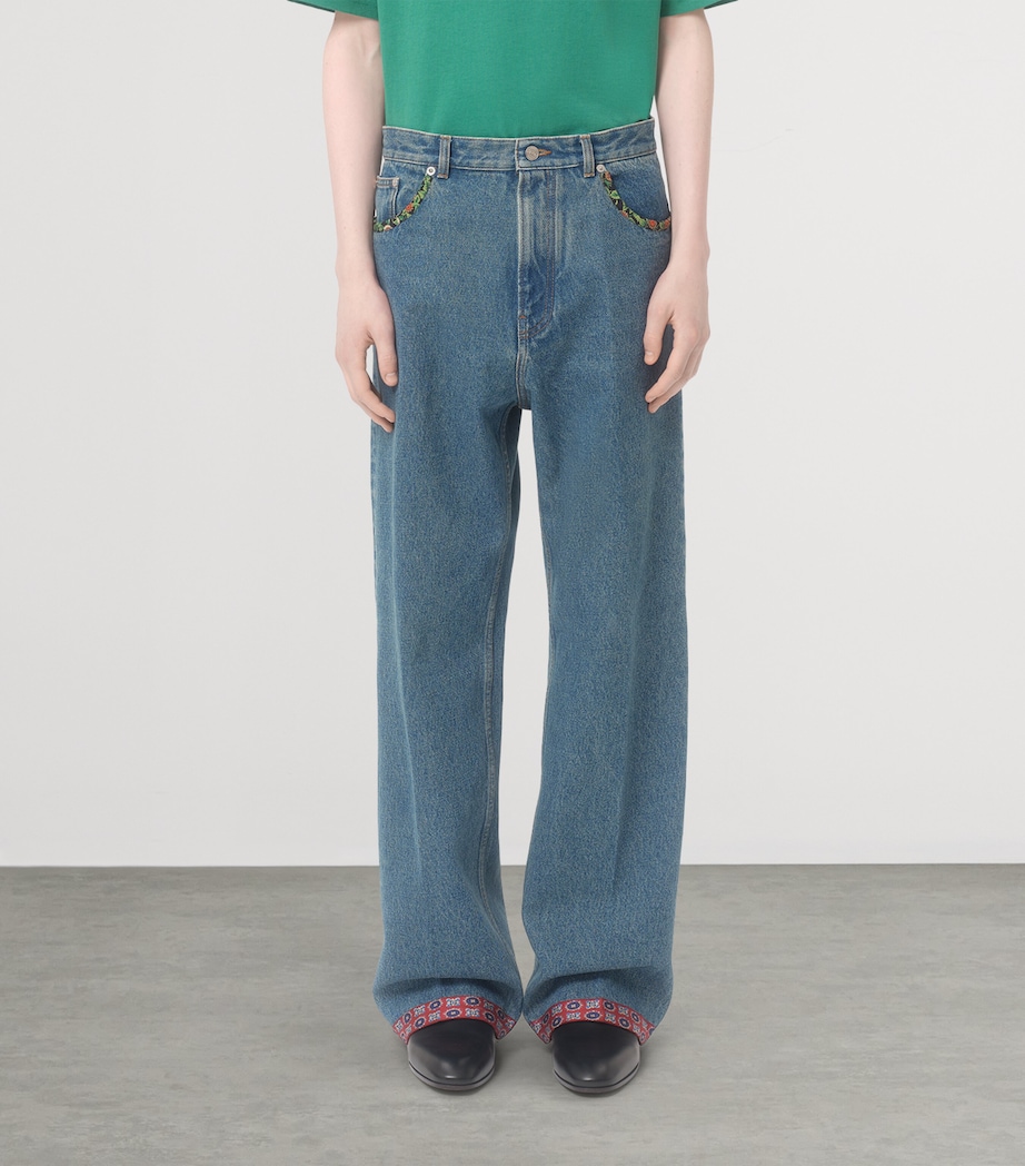 Bandana-Trim Wide-Leg Jeans 558 Image 2