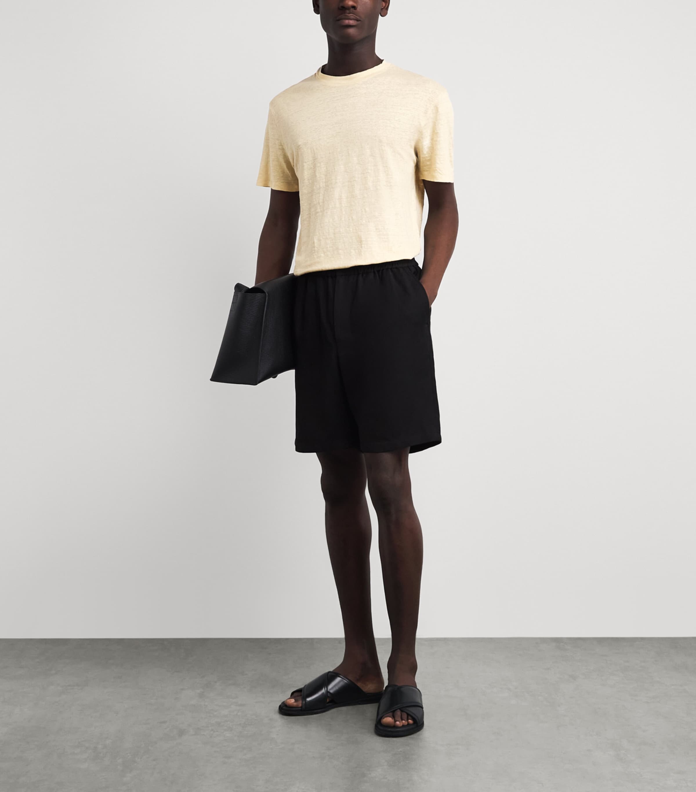 Sandro Paris Mens Linen T-Shirt Butter Cream Image 2