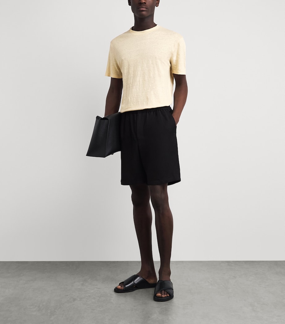 Sandro Paris Mens Linen T-Shirt Butter Cream Image 2