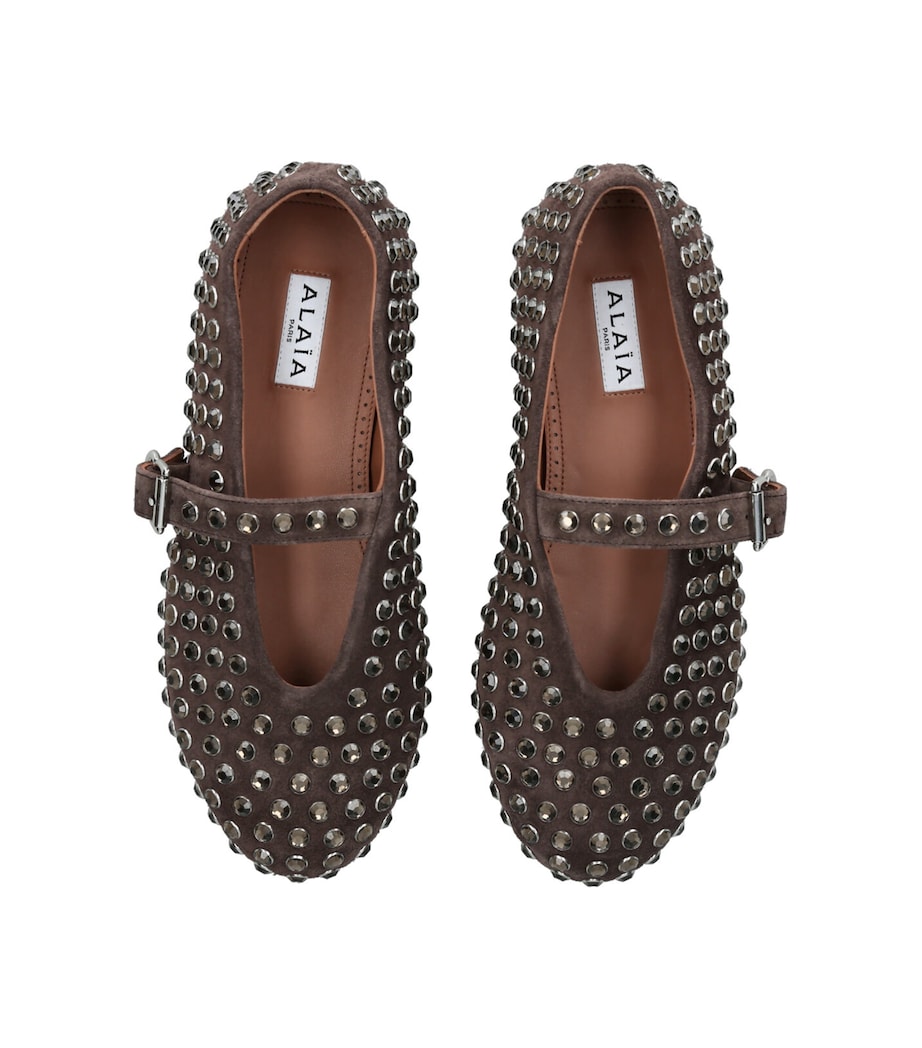 Crystal-Embellished Ballet Flats DARK BROWN Image 4