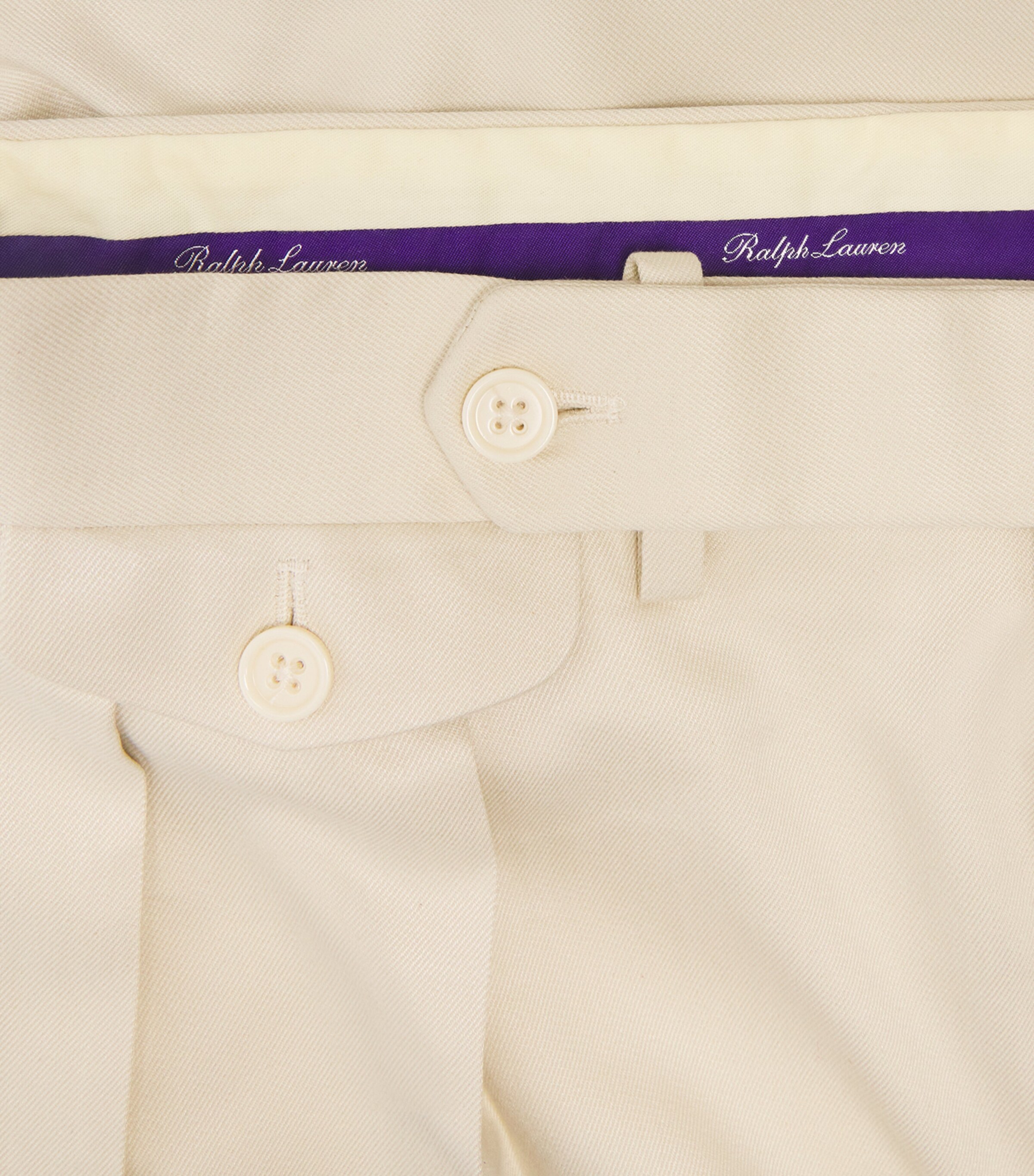 Ralph Lauren Purple Label Ivory Silk Pleated Gregory Straight