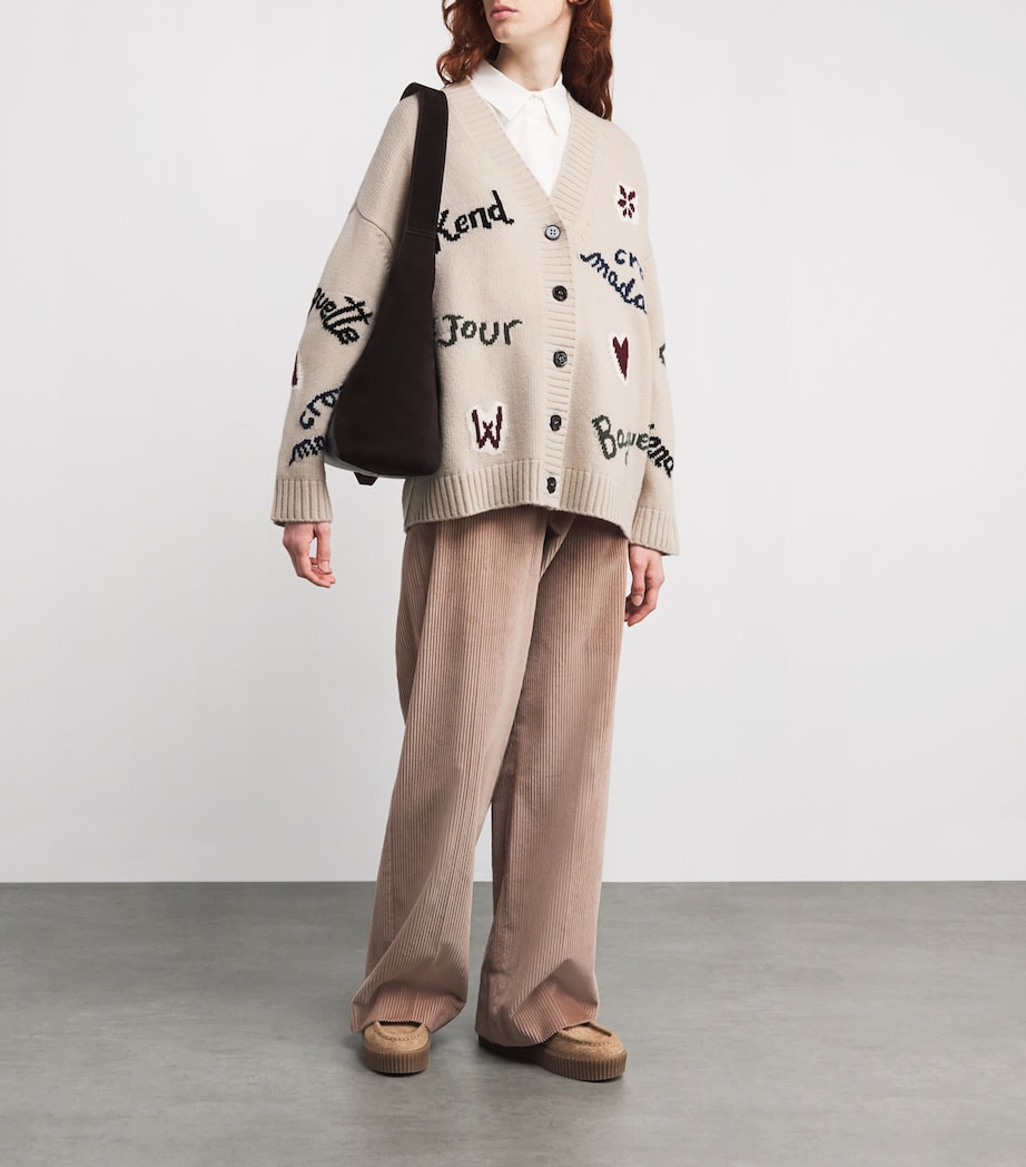 Virgin Wool Intarsia Cardigan ECRU Image 2