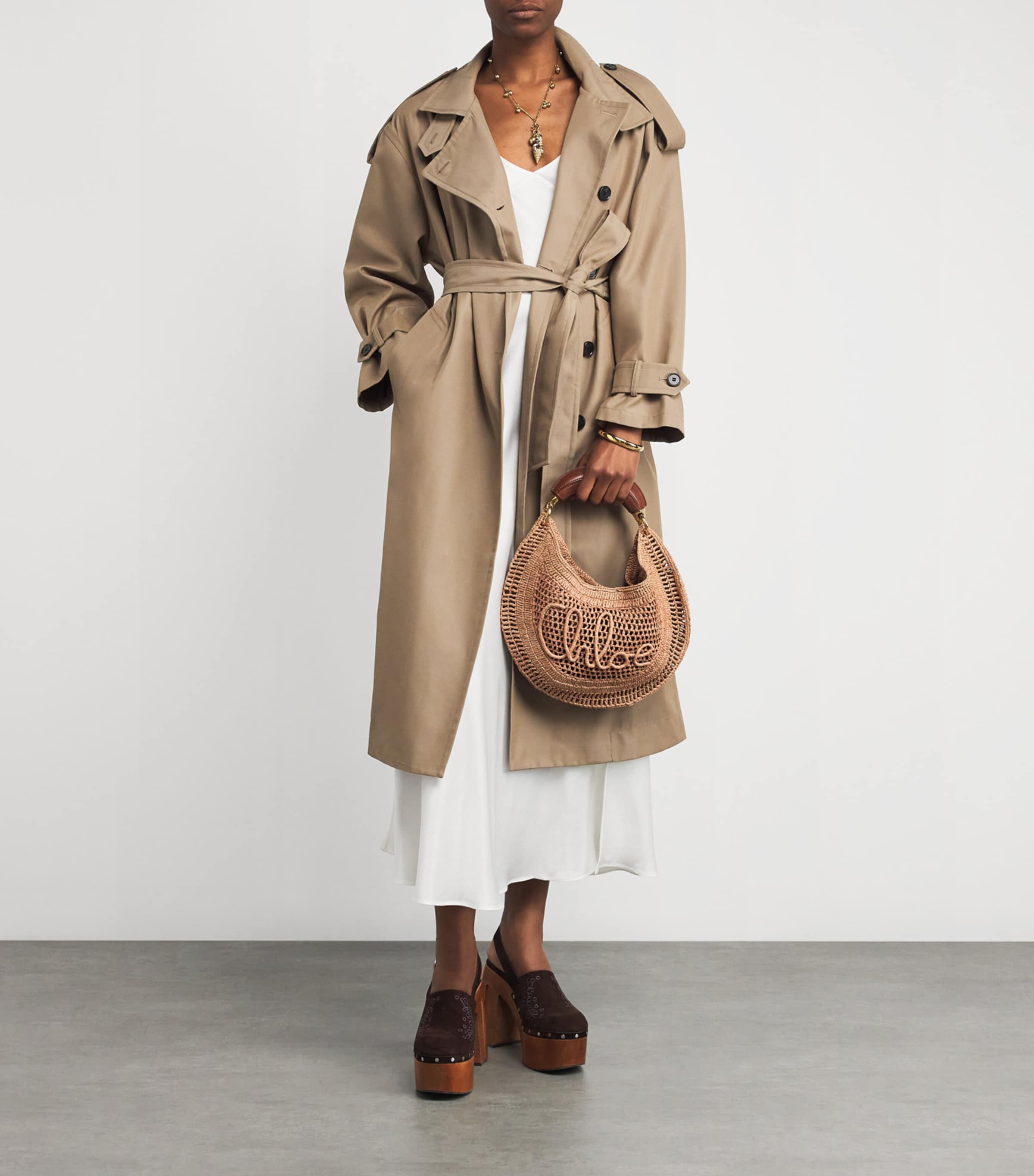 Chloé Raffia Summer Banana Shoulder Bag Summery Beige Image 5