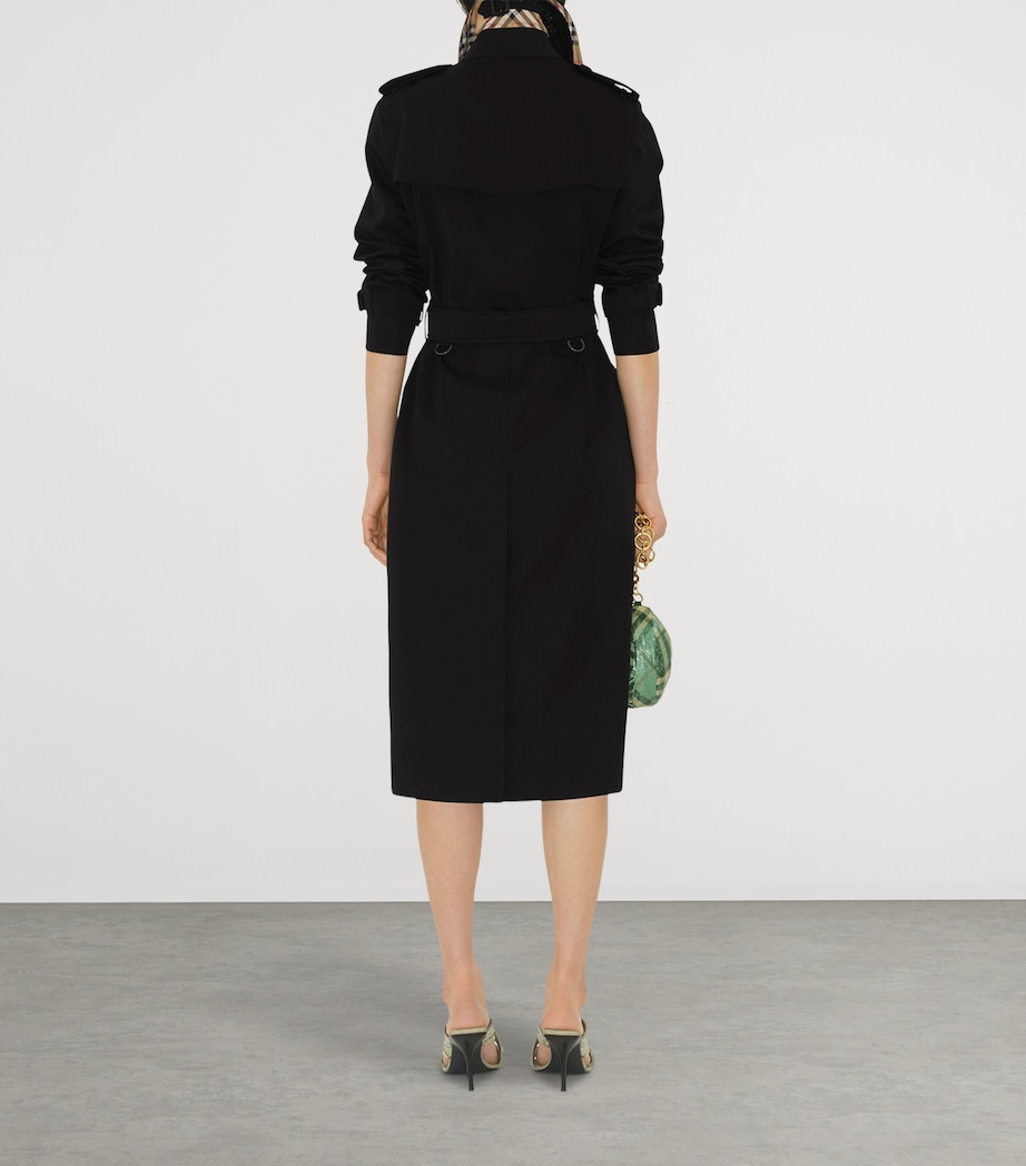 Gabardine Long Kensington Heritage Trench Coat BLACK Image 4