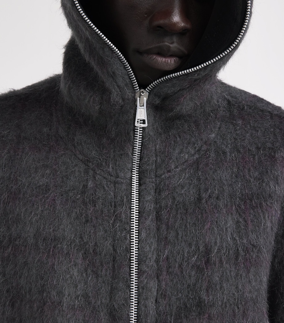 Brushed-Knit Zip Hoodie FUZZED PLUM CHECK Image 6